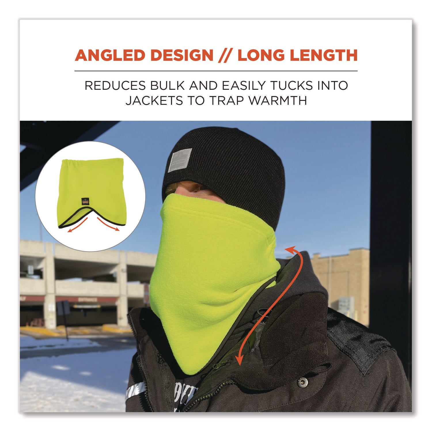 Ergodyne 6960 Fleece Neck Gaiter, Lime, Lightweight, Breathable, Stretchable, High Visibility, 1 Each
