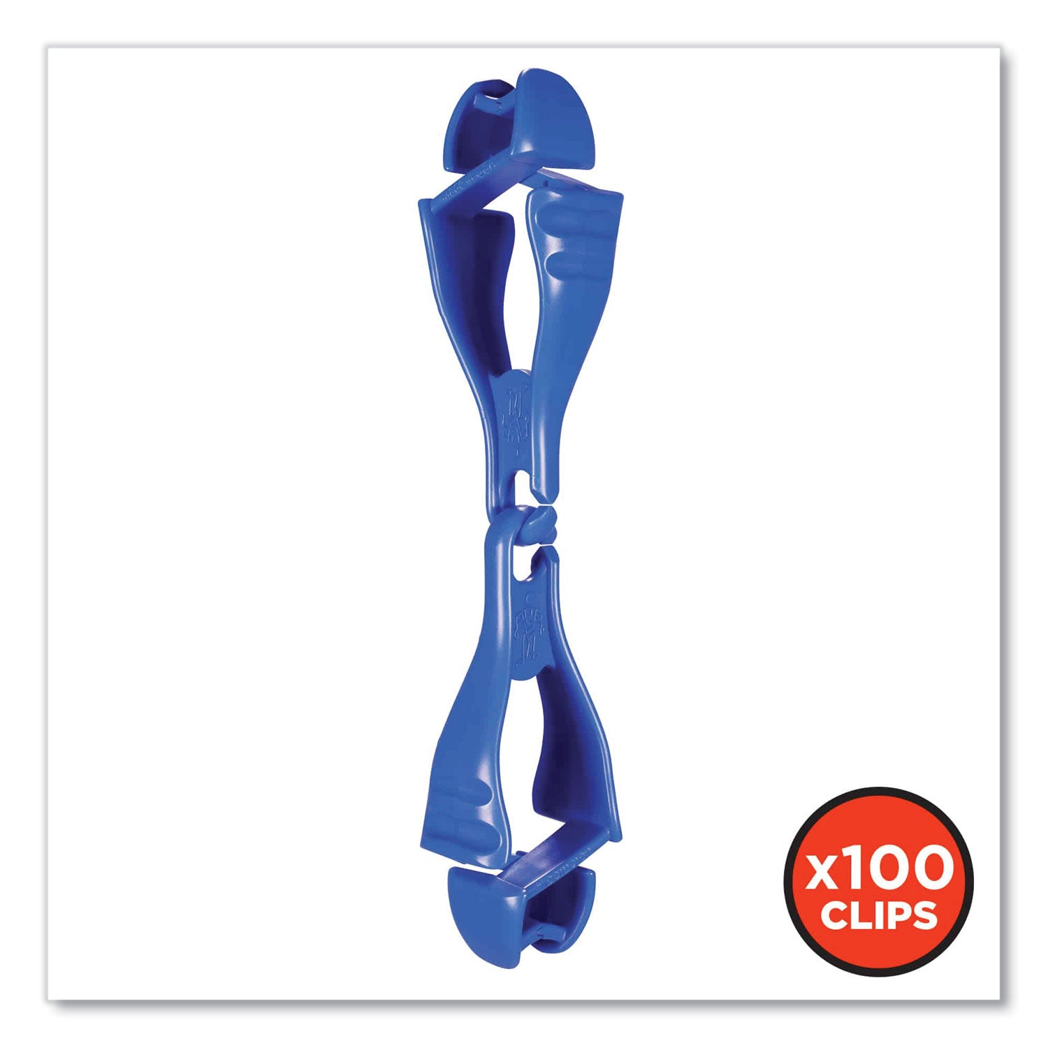Squids 3400 Glove Clip Holder with Dual Clips, 1 x 1 x 6.5, Acetal Copolymer, Blue, 100/Carton