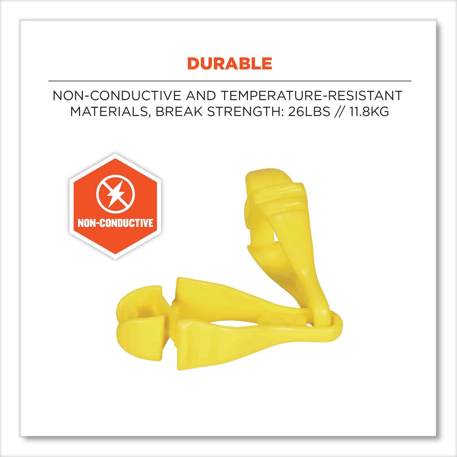 Squids 3400 Glove Clip Holder with Dual Clips, 1 x 1 x 6.5, Acetal Copolymer, Lime, 100/Carton