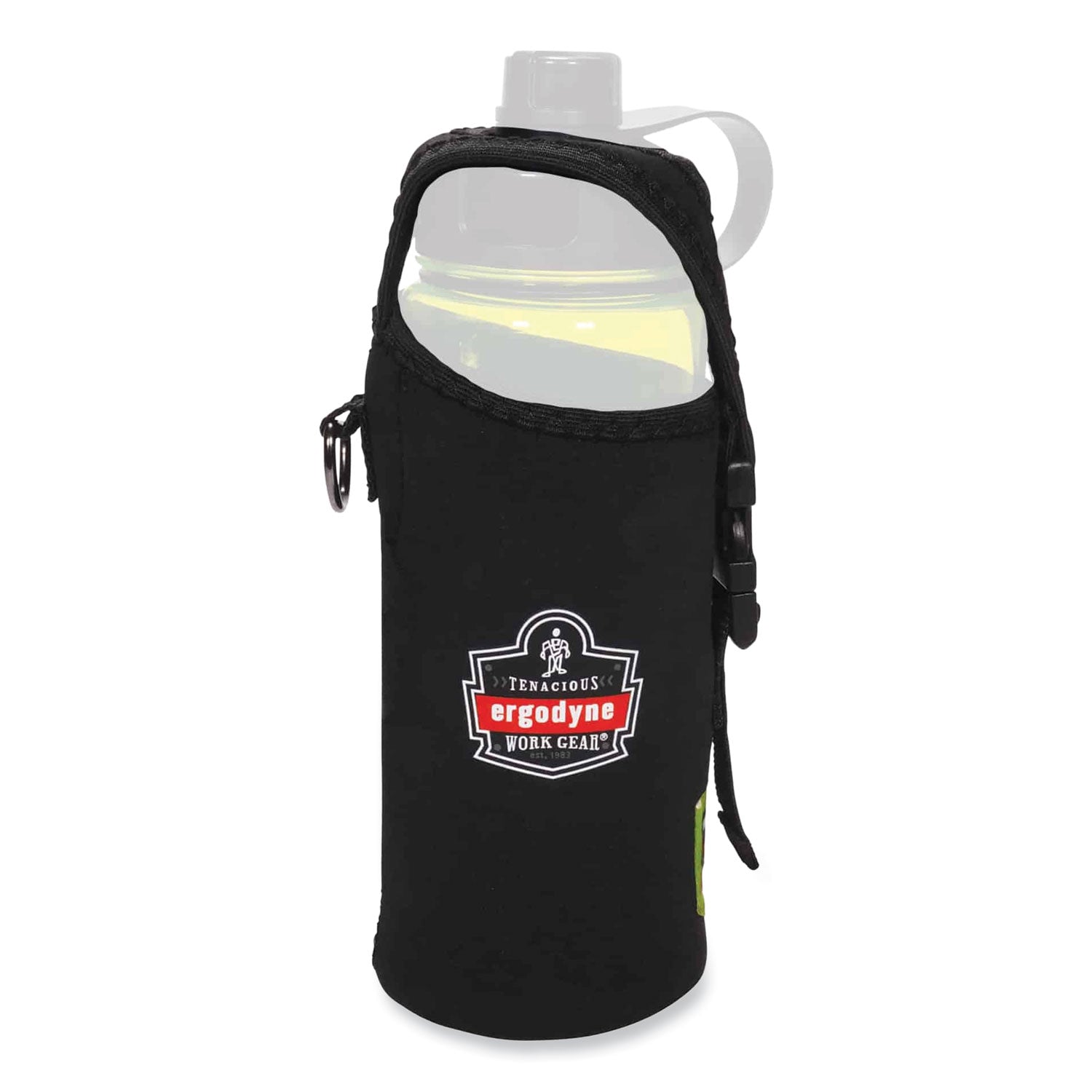 Ergodyne 3775 Can/Bottle Holder & Trap, Black, Stainless Steel/Zinc/Neoprene/Nylon, 2.5" Height x 3.6" Width, 1 Each