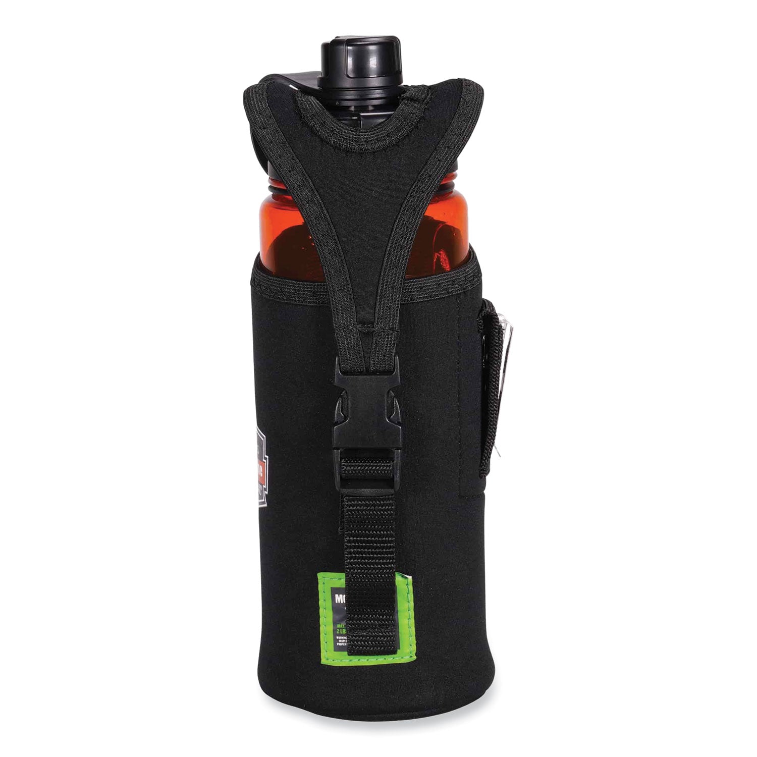 Ergodyne 3775 Can/Bottle Holder & Trap, Black, Stainless Steel/Zinc/Neoprene/Nylon, 2.5" Height x 3.6" Width, 1 Each