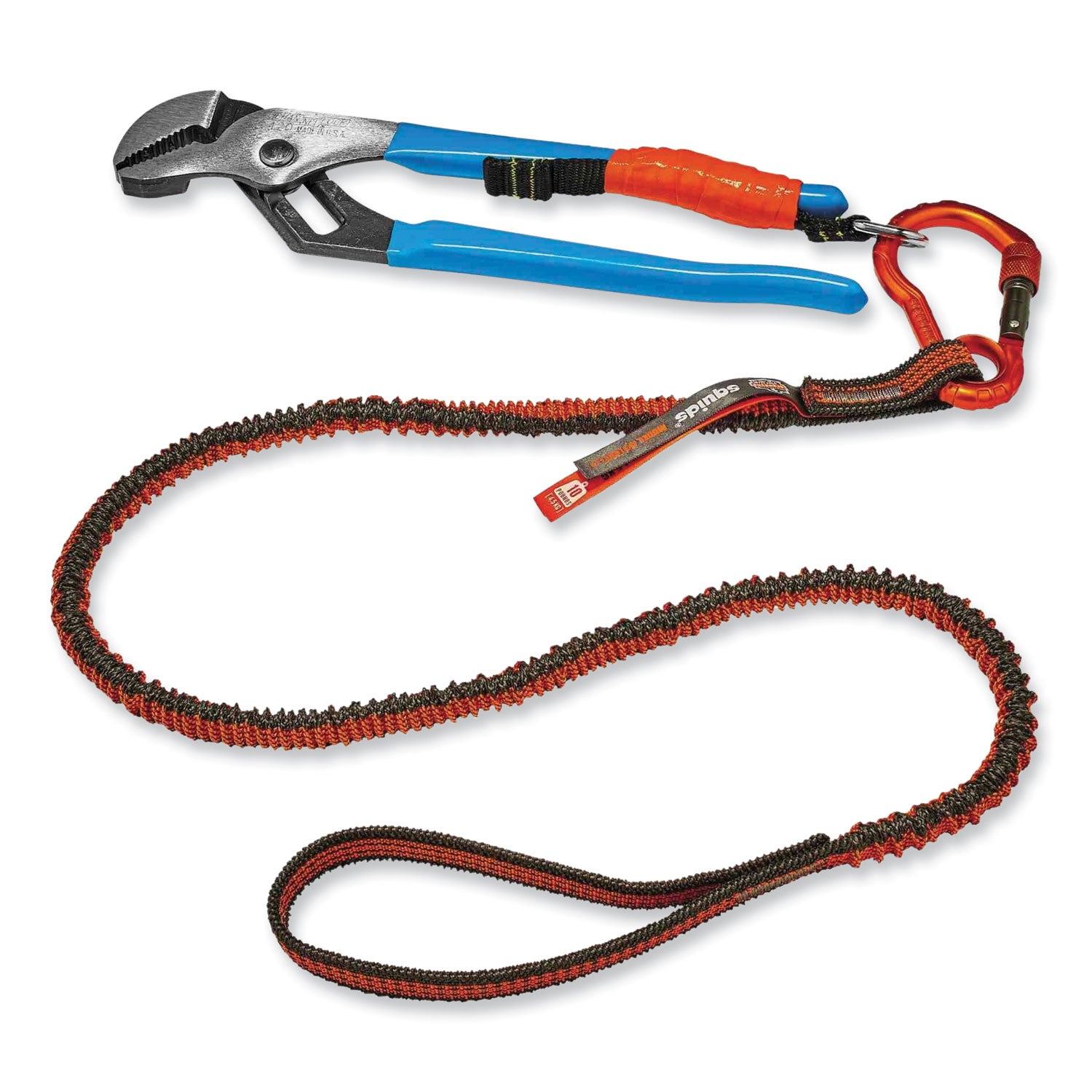 Adjustable - 10 lb Load Capacity - Standard - Carabiner Attachment - 11.3" Height x 1" Width x 48" Length - Orange, Gray - Anodized Aluminum Alloy, Nylon, Polyester Elastic - 6 / Carton