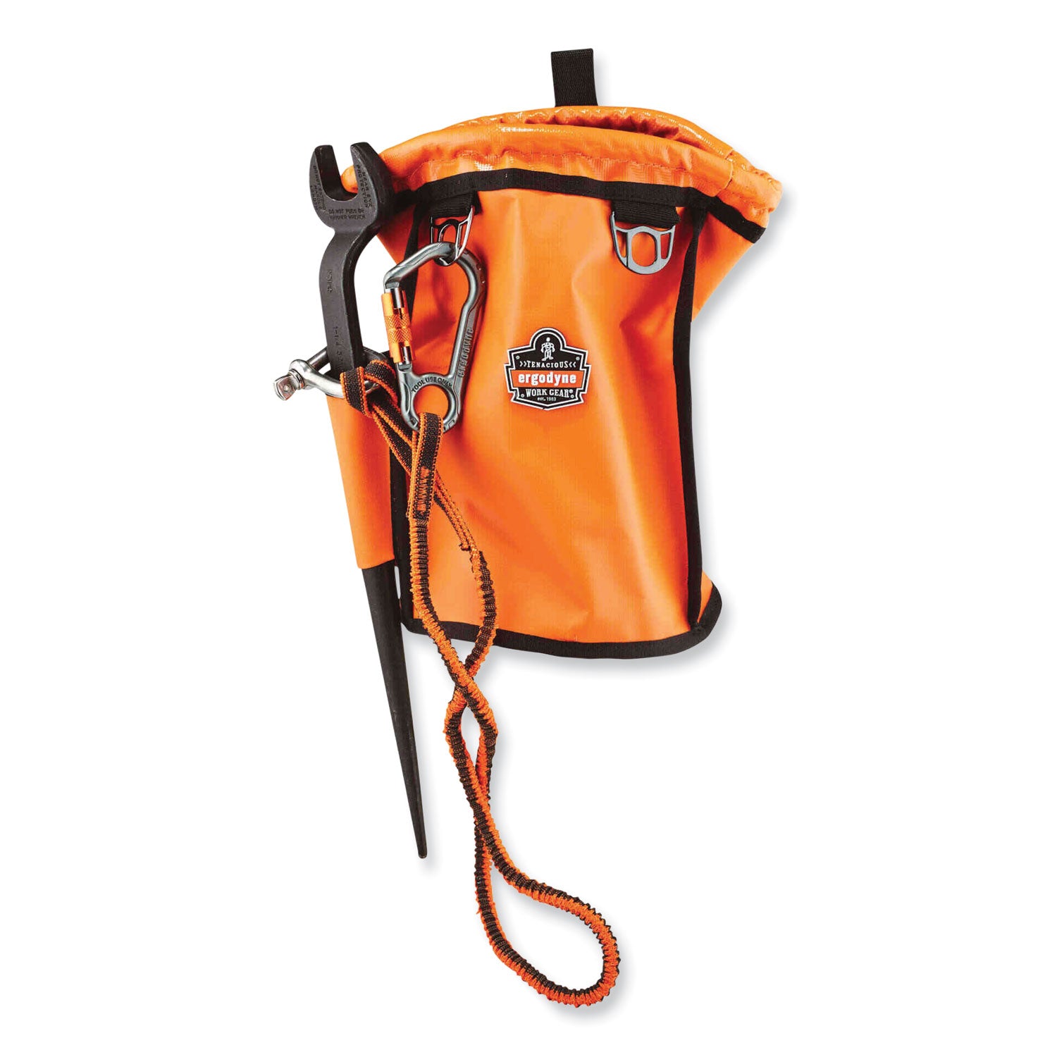 15 lb Load Capacity - Standard - Carabiner Attachment - 11.3" Height x 1.3" Width x 35" Length - Orange, Gray - Polyester, Elastic Webbing, Nylon - 6 / Carton