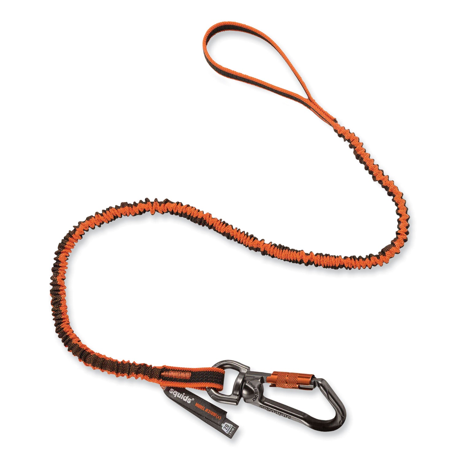 Adjustable - 25 lb Load Capacity - Standard - Carabiner Attachment - 11.3" Height x 1.3" Width x 70" Length - Orange, Gray - Polyester, Elastic Webbing, Nylon, Anodized Aluminum Alloy - 6 / Carton