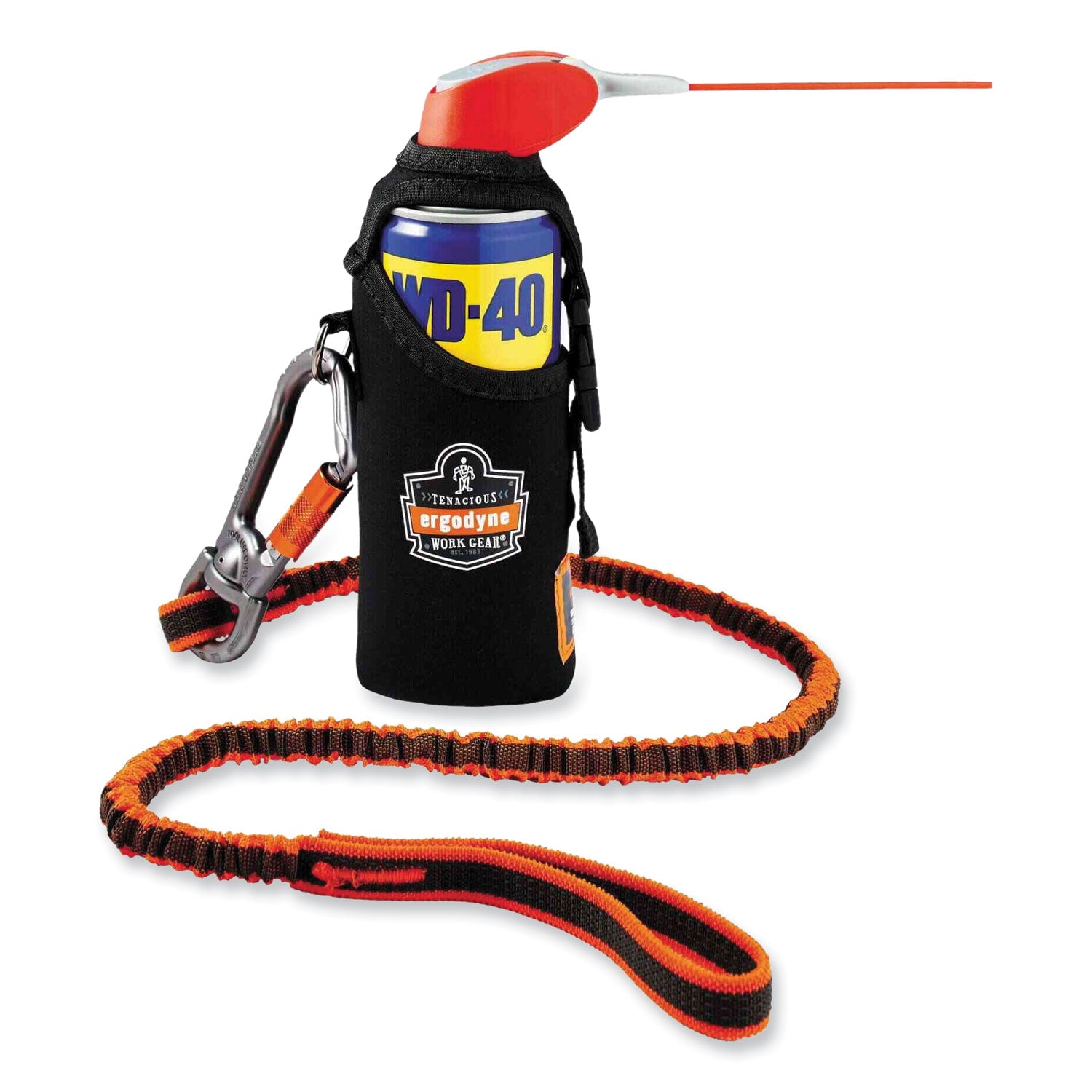 Adjustable - 25 lb Load Capacity - Standard - Carabiner Attachment - 11.3" Height x 1.3" Width x 70" Length - Orange, Gray - Polyester, Elastic Webbing, Nylon, Anodized Aluminum Alloy - 6 / Carton