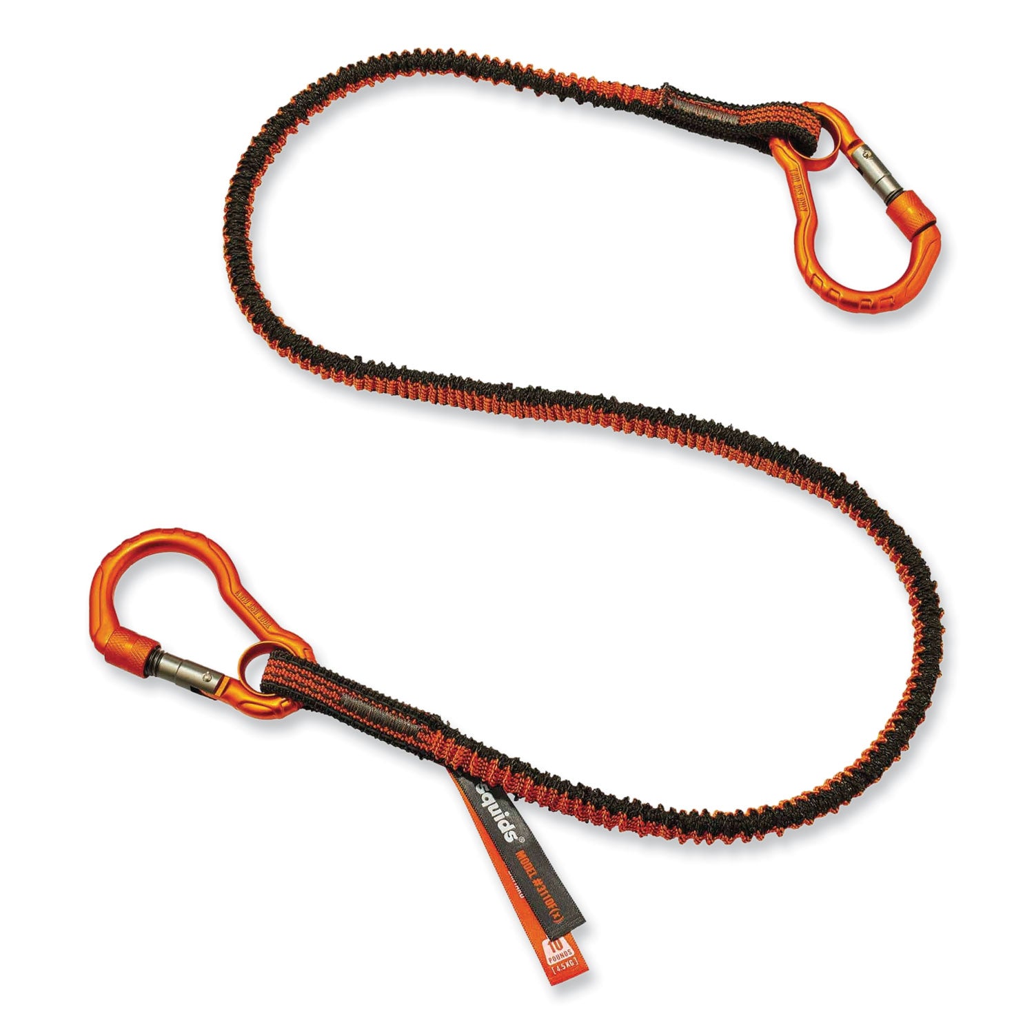 Adjustable - 10 lb Load Capacity - Standard - Carabiner Attachment - 11.3" Height x 1" Width x 48" Length - Orange, Gray - Aluminum, Alloy, Nylon, Elastic Webbing - 6 / Carton