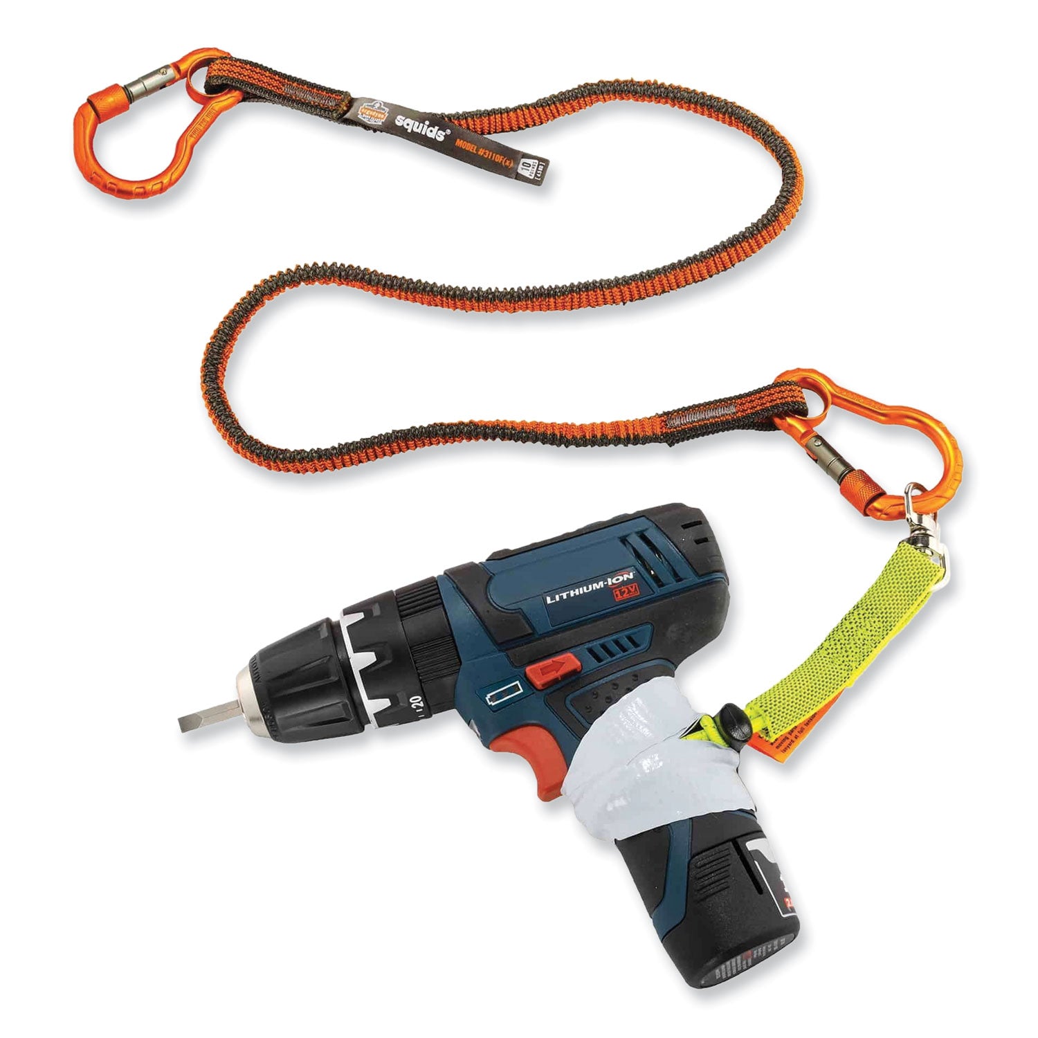 Adjustable - 10 lb Load Capacity - Standard - Carabiner Attachment - 11.3" Height x 1" Width x 48" Length - Orange, Gray - Aluminum, Alloy, Nylon, Elastic Webbing - 6 / Carton