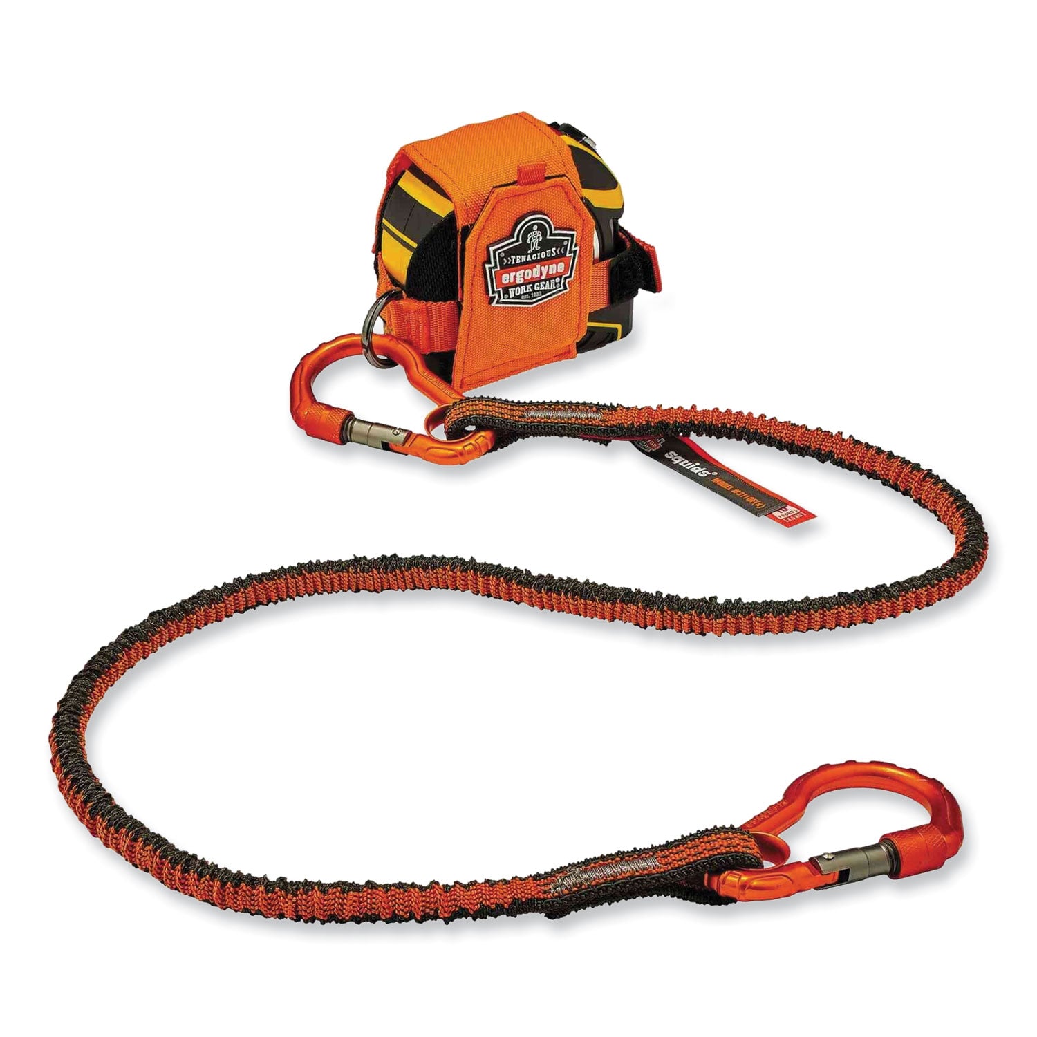 Adjustable - 10 lb Load Capacity - Standard - Carabiner Attachment - 11.3" Height x 1" Width x 48" Length - Orange, Gray - Aluminum, Alloy, Nylon, Elastic Webbing - 6 / Carton
