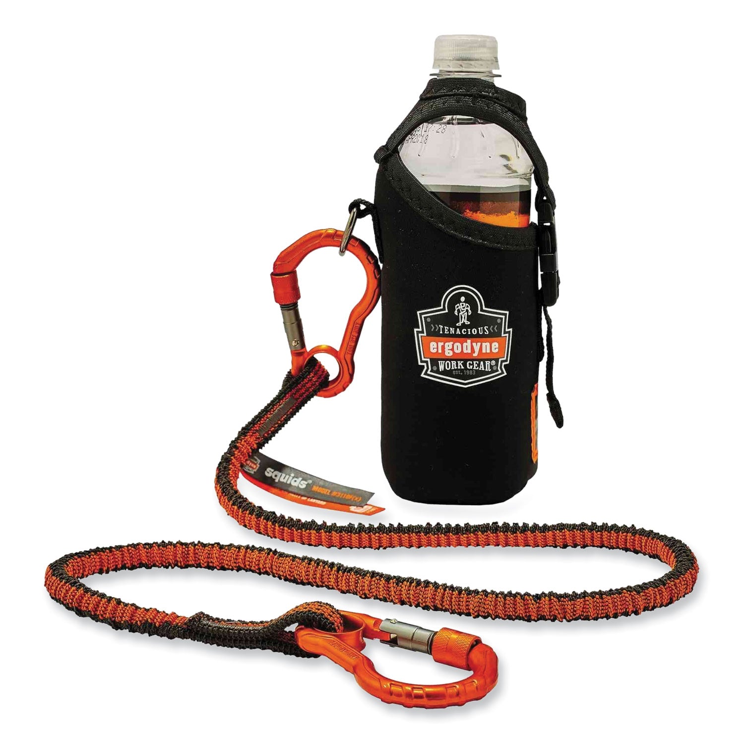Adjustable - 10 lb Load Capacity - Standard - Carabiner Attachment - 11.3" Height x 1" Width x 48" Length - Orange, Gray - Aluminum, Alloy, Nylon, Elastic Webbing - 6 / Carton
