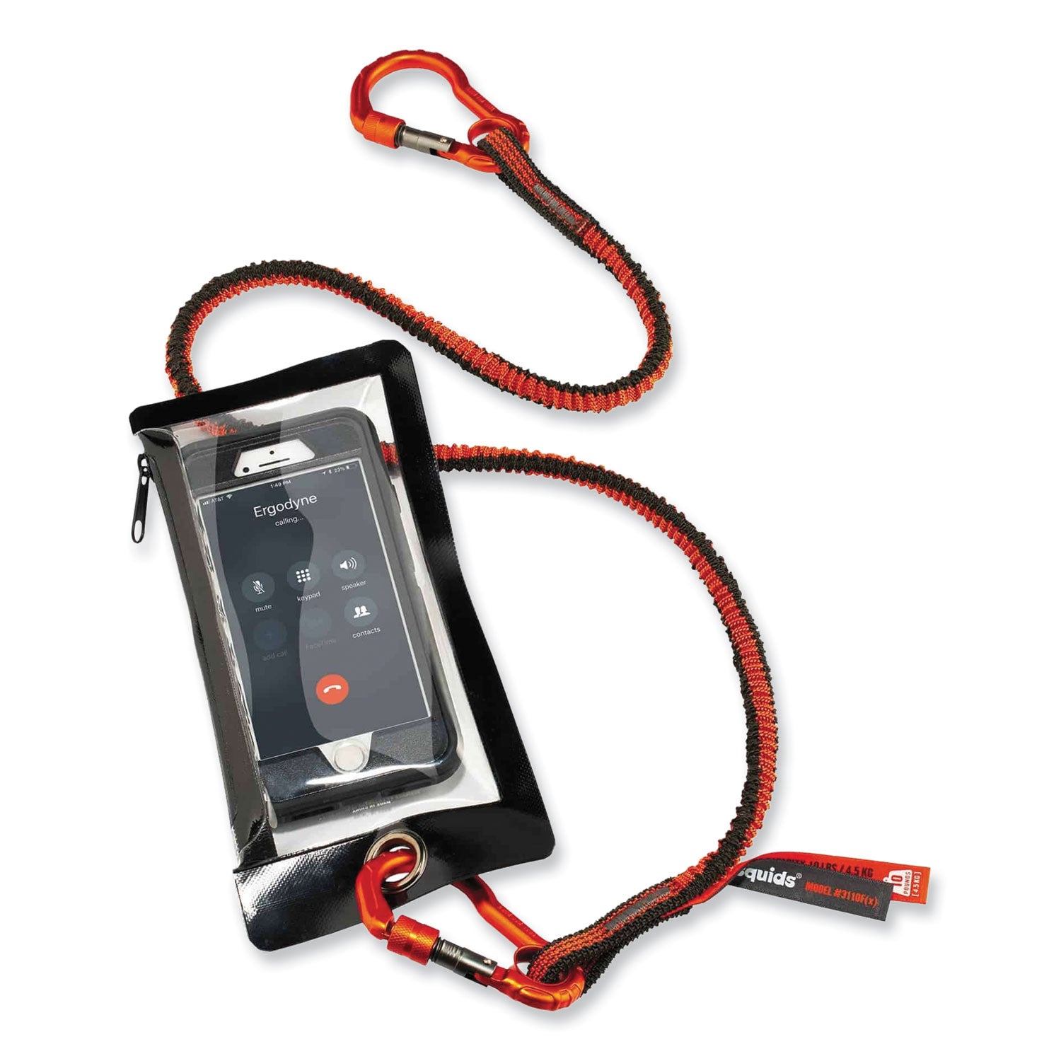 Adjustable - 10 lb Load Capacity - Standard - Carabiner Attachment - 11.3" Height x 1" Width x 48" Length - Orange, Gray - Aluminum, Alloy, Nylon, Elastic Webbing - 6 / Carton