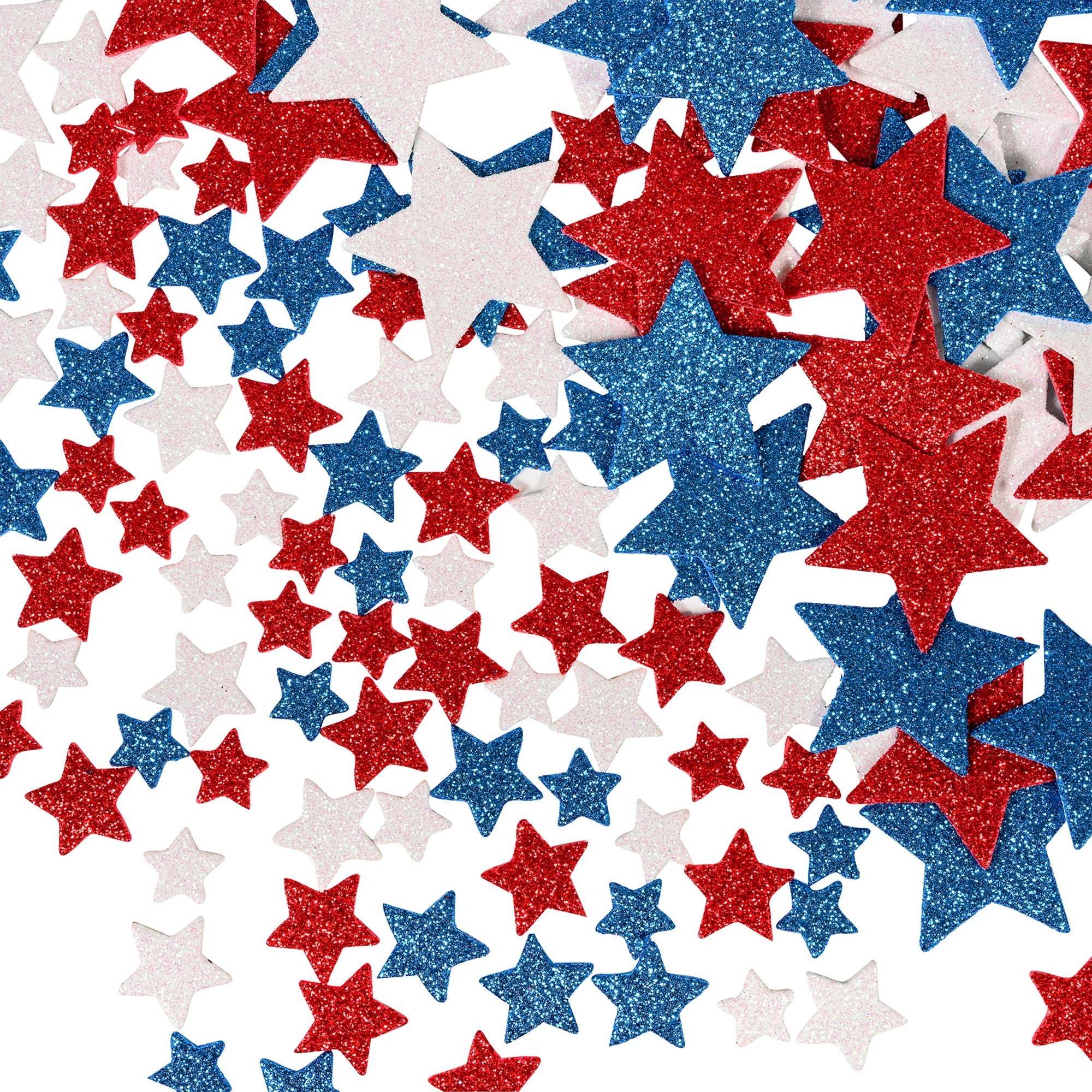 Glitter Foam Stickers, Stars, Red White and Blue
