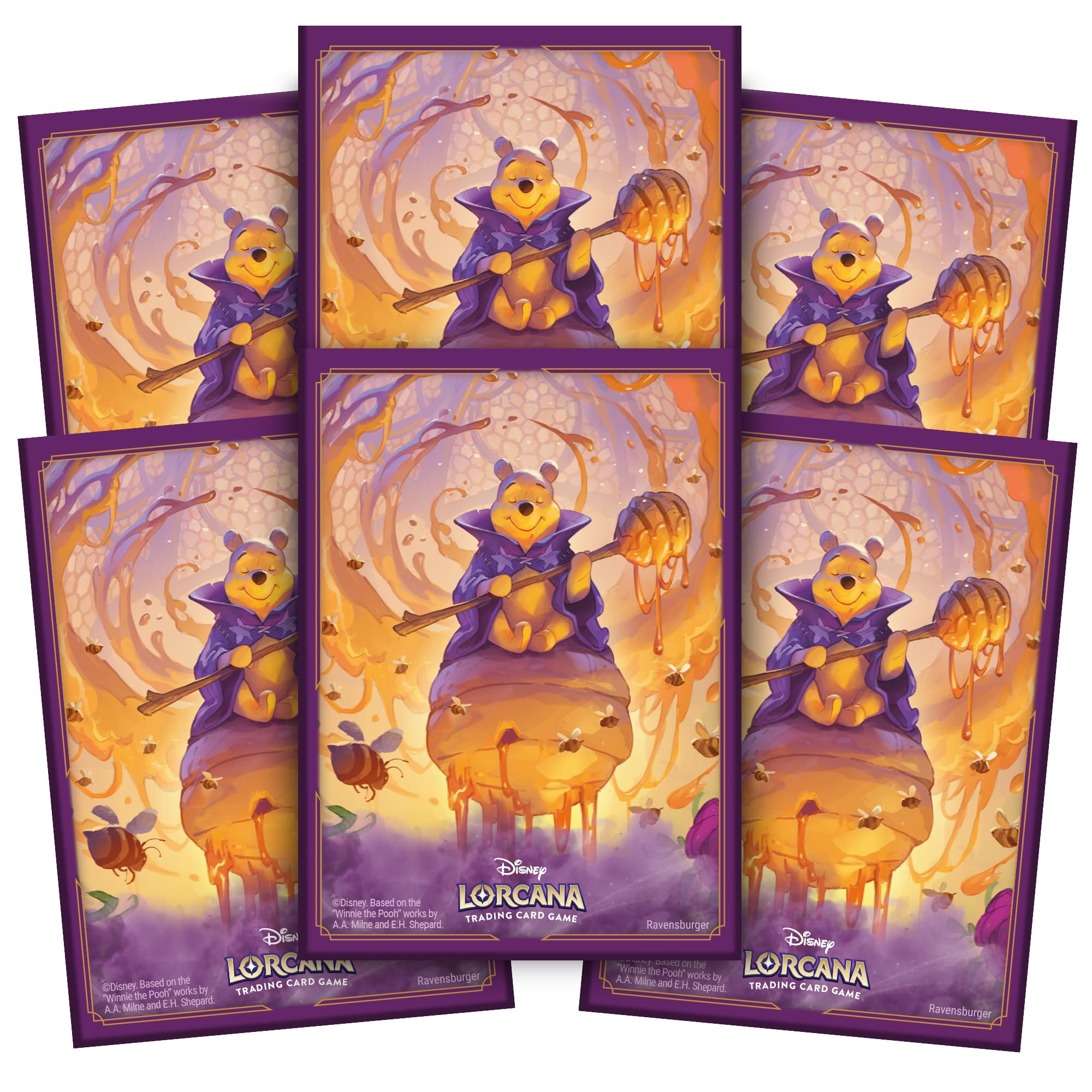 Ravensburger Disney Lorcana TCG Card Sleeves Featuring Winnie The Pooh – Hunny Wizard by John Loren | 65 Protective Sleeves for TCG Decks | Ages 8+