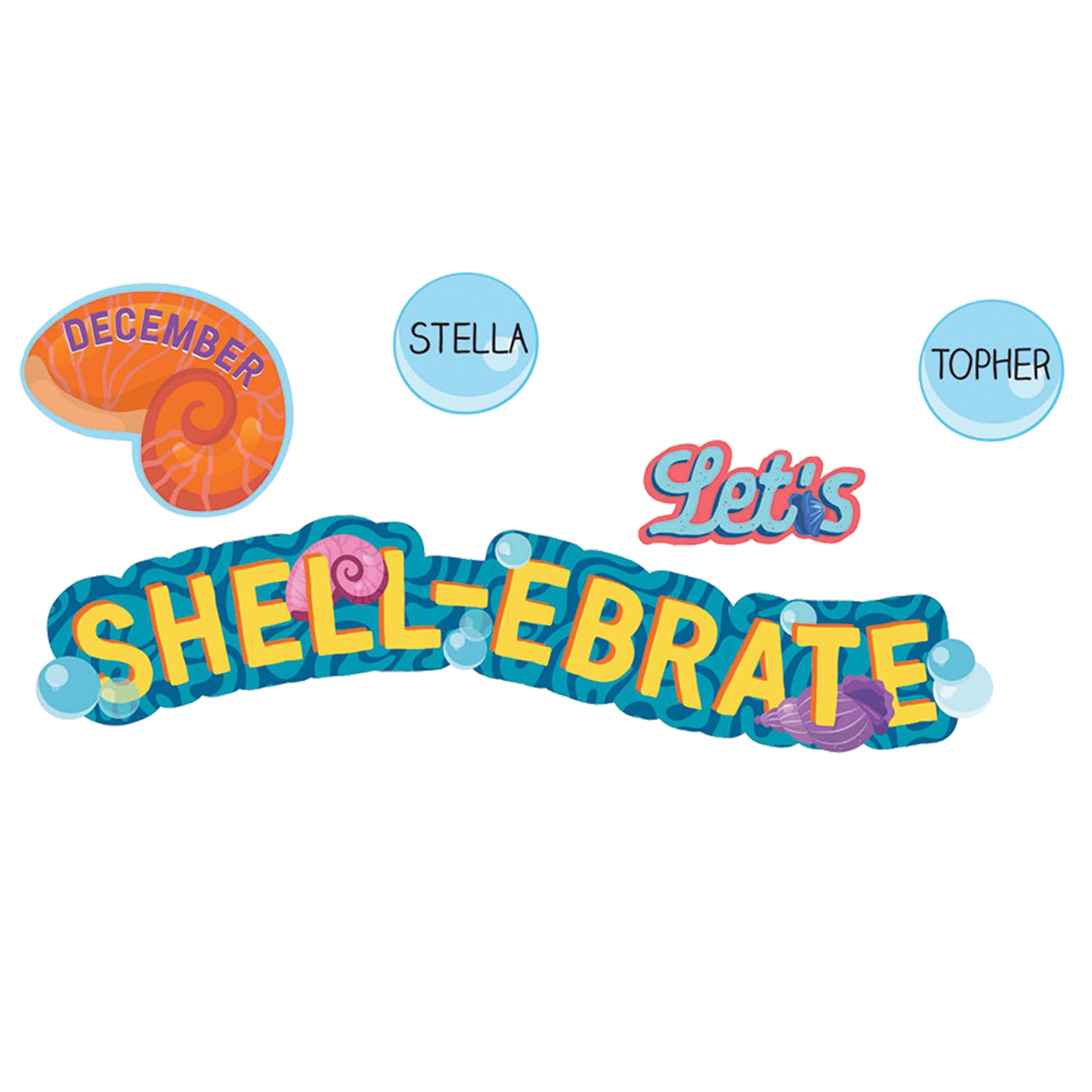 Seas the Day Let's Shell-ebrate Mini Bulletin Board Set, 46 Pieces