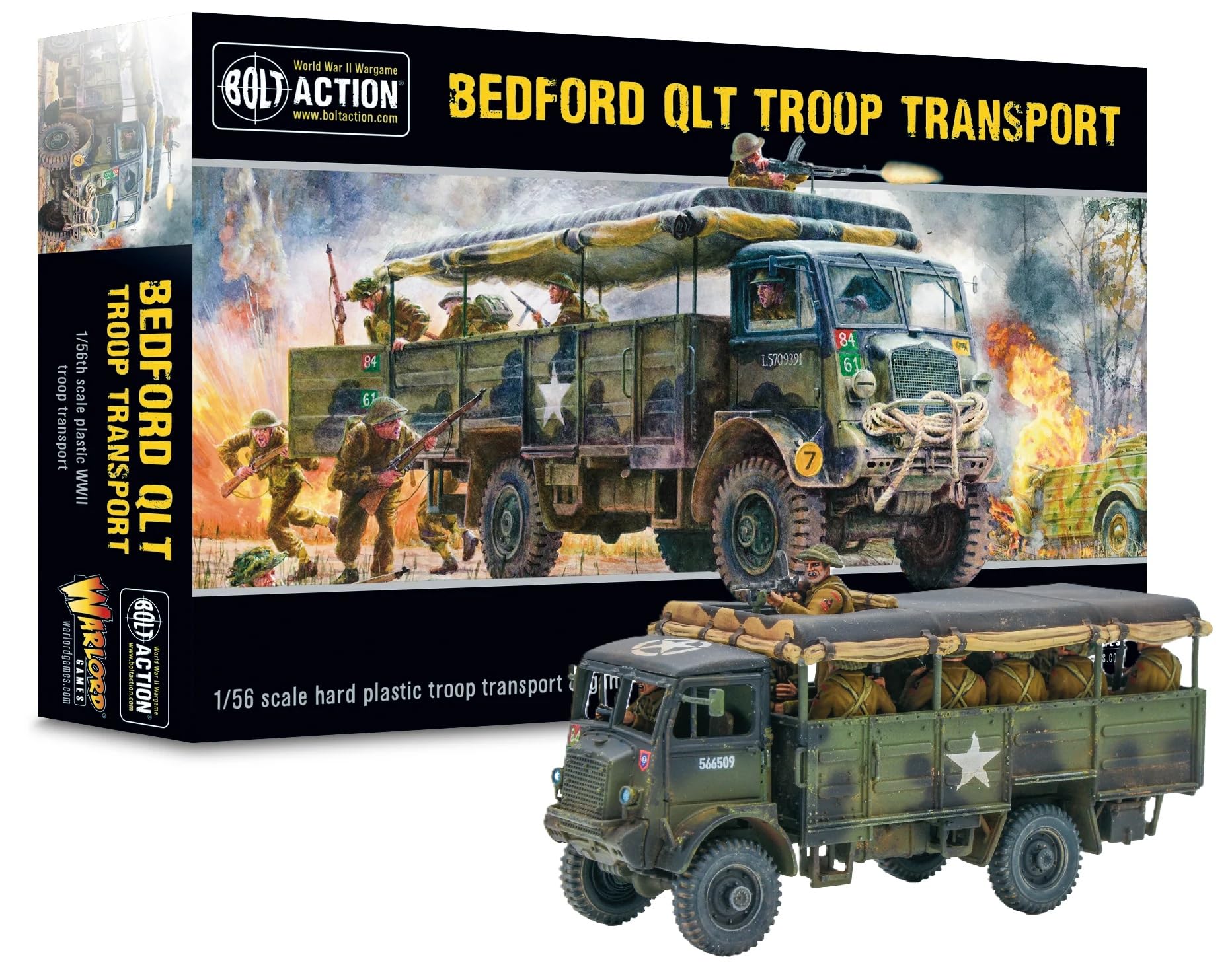 Bedford QLT Troop Transport - 1:56 / 28mm British Army Plastic Scale Model Truck for Bolt Action by Warlord Games Highly Detailed World War 2 Miniatures