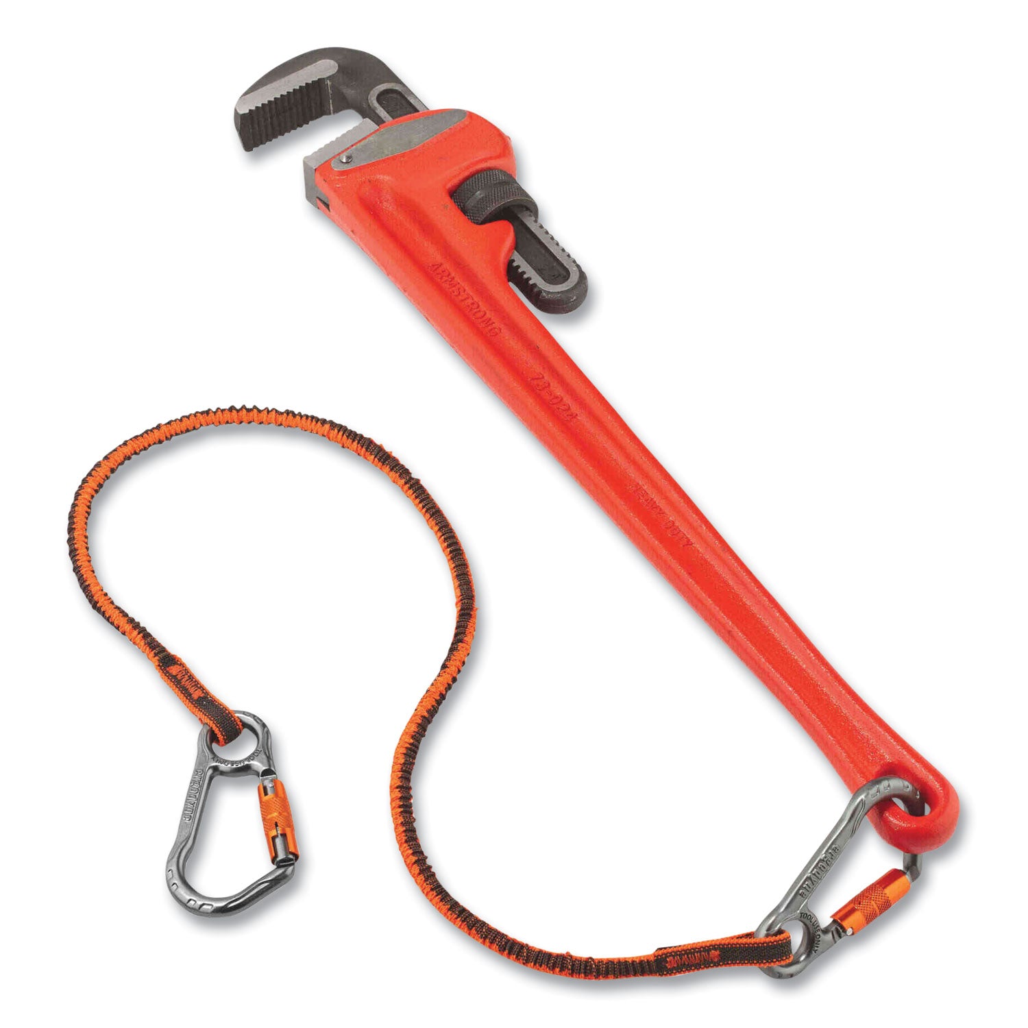 Adjustable - 15 lb Load Capacity - Standard - Carabiner Attachment - 11.3" Height x 1" Width x 48" Length - Orange, Gray - Anodized Aluminum Alloy, Nylon, Polyester Elastic - 6 / Carton