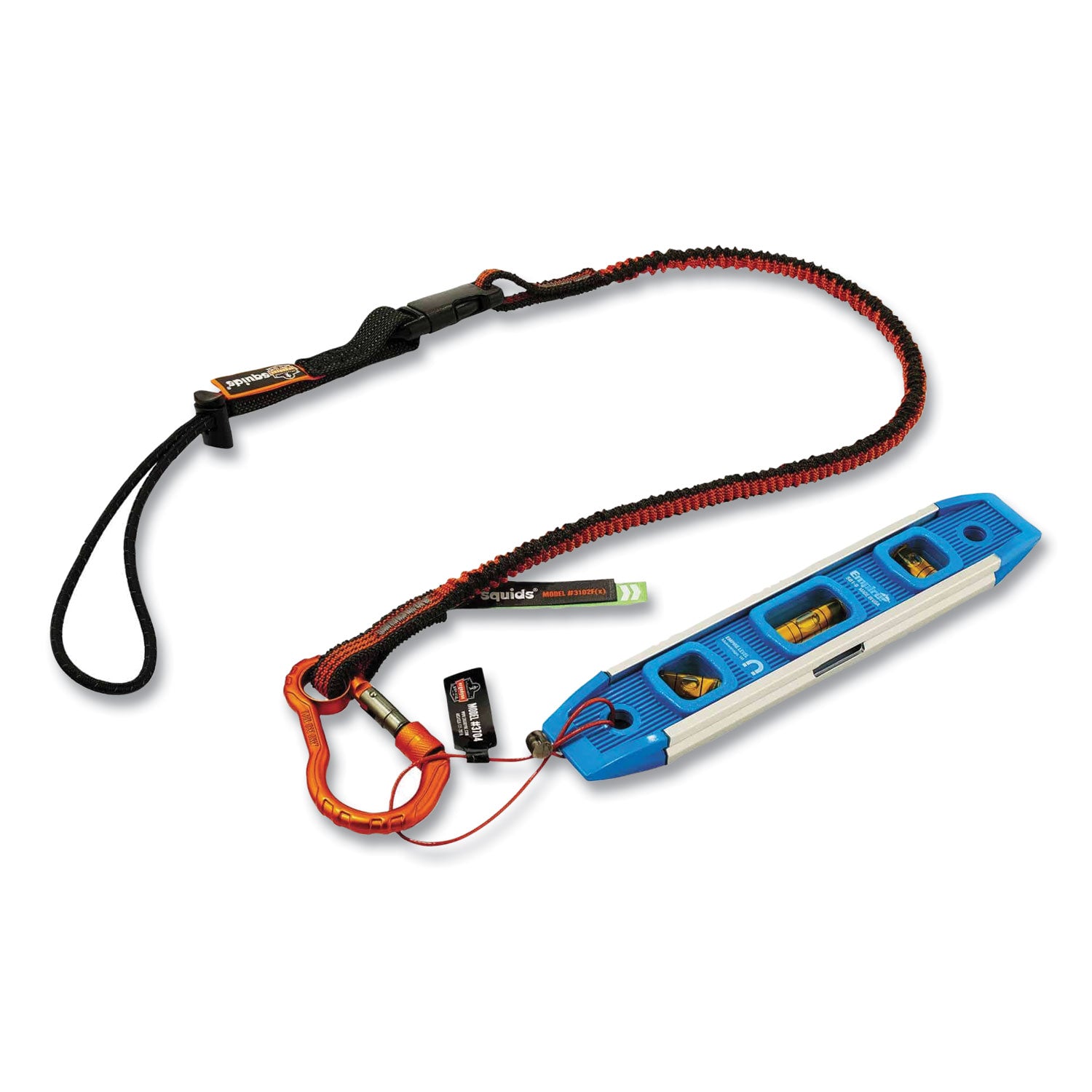 5 lb Load Capacity - Standard - Carabiner Attachment - 11.3" Height x 1" Width x 70" Length - Orange, Gray - Polyester, Elastic Webbing, Nylon, Anodized Aluminum Alloy - 6 / Carton