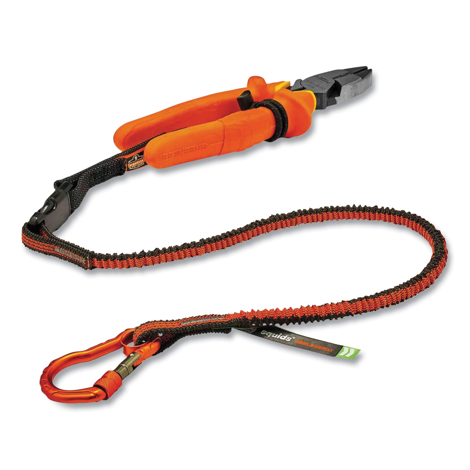 5 lb Load Capacity - Standard - Carabiner Attachment - 11.3" Height x 1" Width x 70" Length - Orange, Gray - Polyester, Elastic Webbing, Nylon, Anodized Aluminum Alloy - 6 / Carton