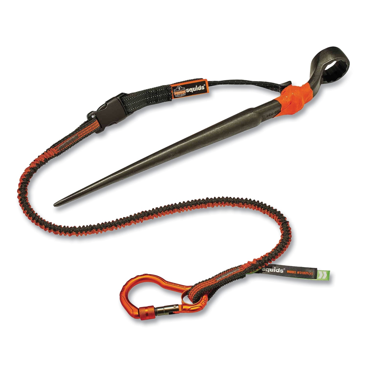 5 lb Load Capacity - Standard - Carabiner Attachment - 11.3" Height x 1" Width x 70" Length - Orange, Gray - Polyester, Elastic Webbing, Nylon, Anodized Aluminum Alloy - 6 / Carton