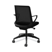 HON Cliq Chair, Black Mesh Back, Fabric Seat, 5-Star Base, Armrests, 1 Each