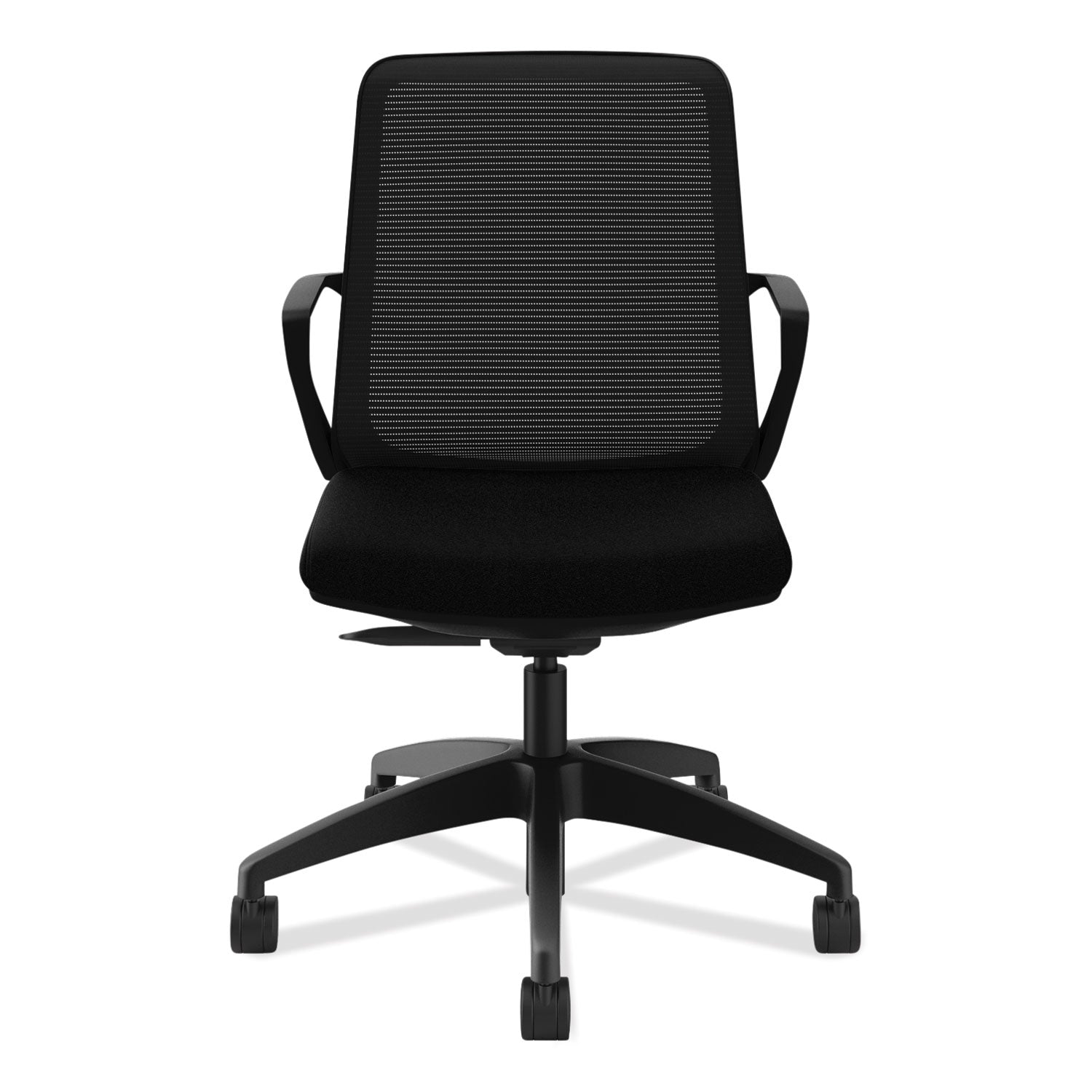 HON Cliq Chair, Black Mesh Back, Fabric Seat, 5-Star Base, Armrests, 1 Each