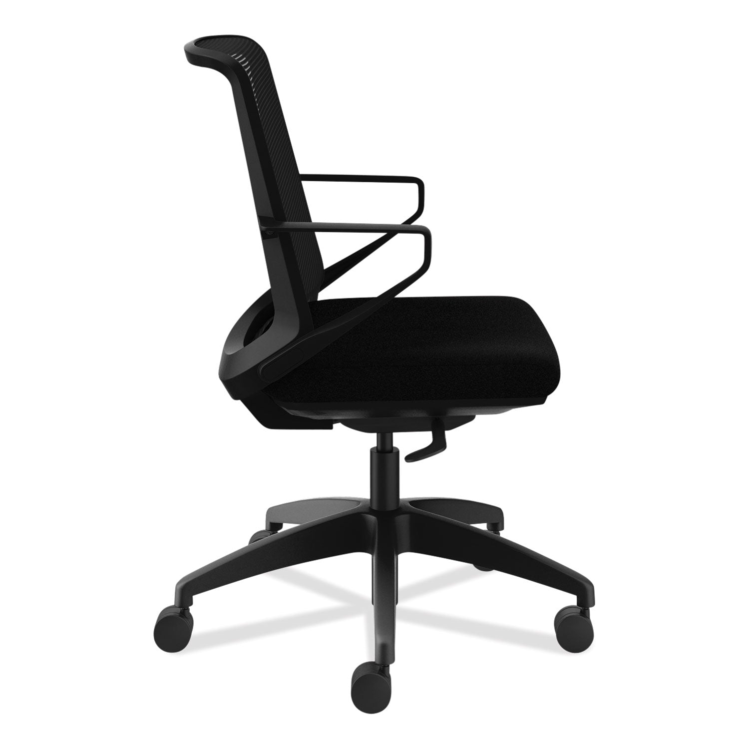 HON Cliq Chair, Black Mesh Back, Fabric Seat, 5-Star Base, Armrests, 1 Each