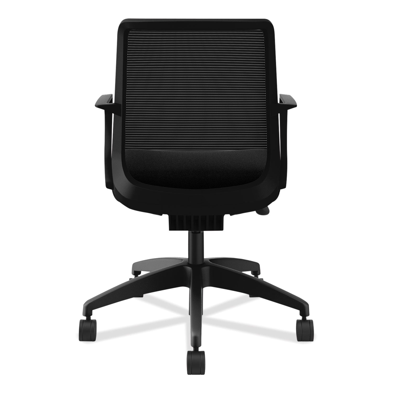 HON Cliq Chair, Black Mesh Back, Fabric Seat, 5-Star Base, Armrests, 1 Each