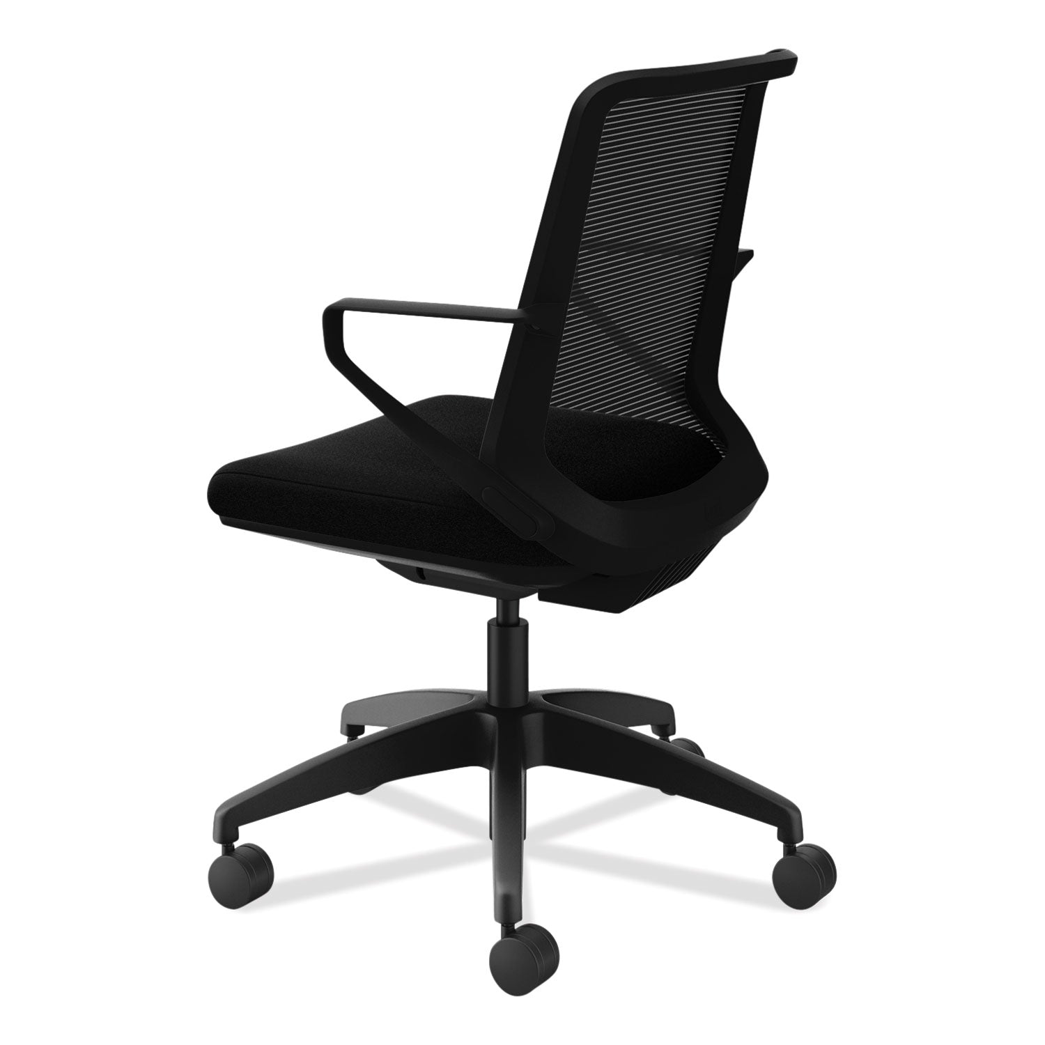 HON Cliq Chair, Black Mesh Back, Fabric Seat, 5-Star Base, Armrests, 1 Each
