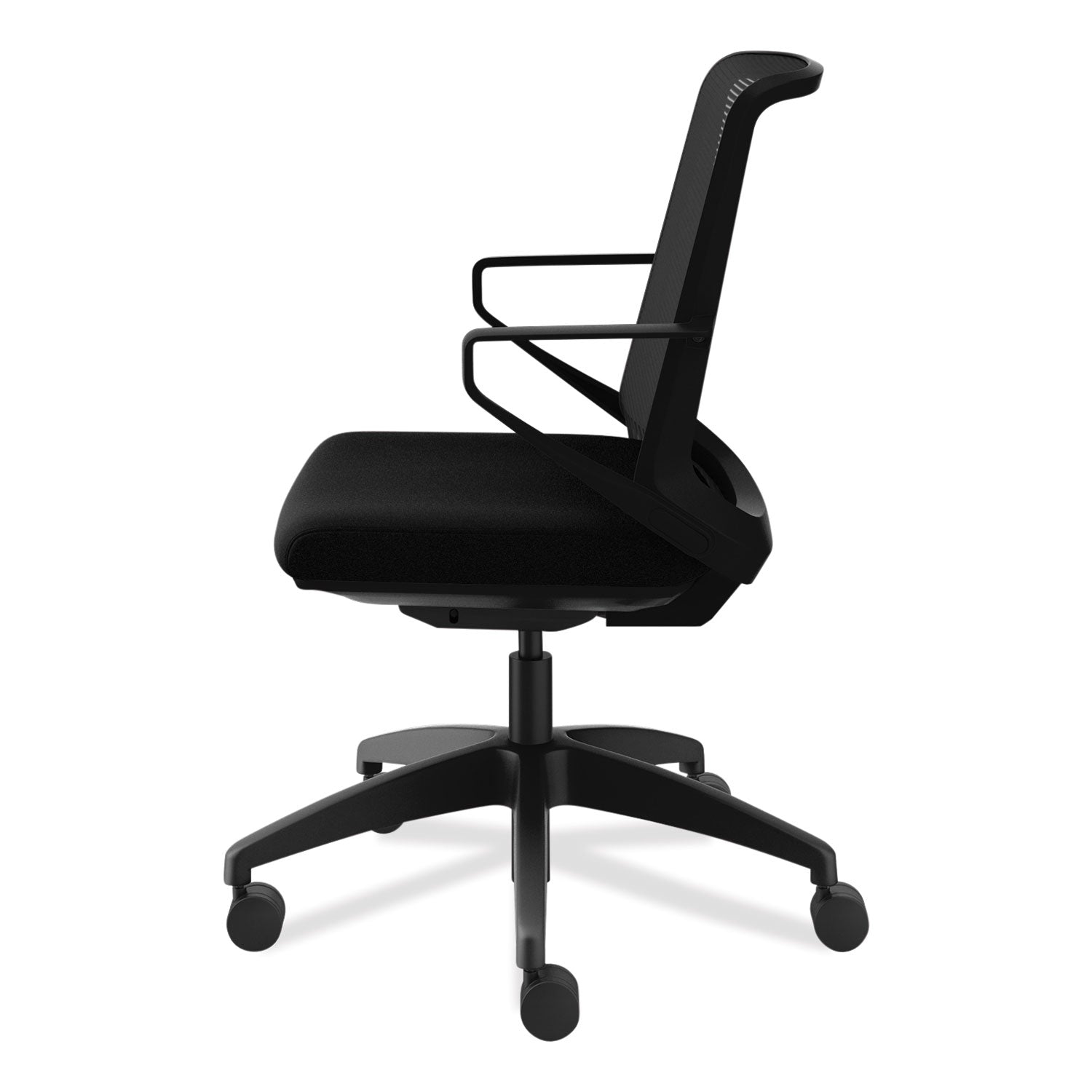 HON Cliq Chair, Black Mesh Back, Fabric Seat, 5-Star Base, Armrests, 1 Each