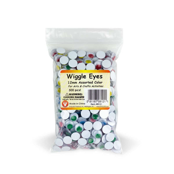 Wiggle Eyes - Paste On, 12 mm Asst'd, 500