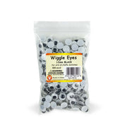 Wiggle Eyes - Paste On, 12 mm Black, 500