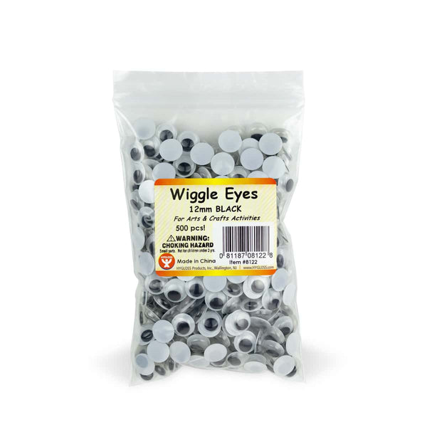 Wiggle Eyes - Paste On, 12 mm Black, 500