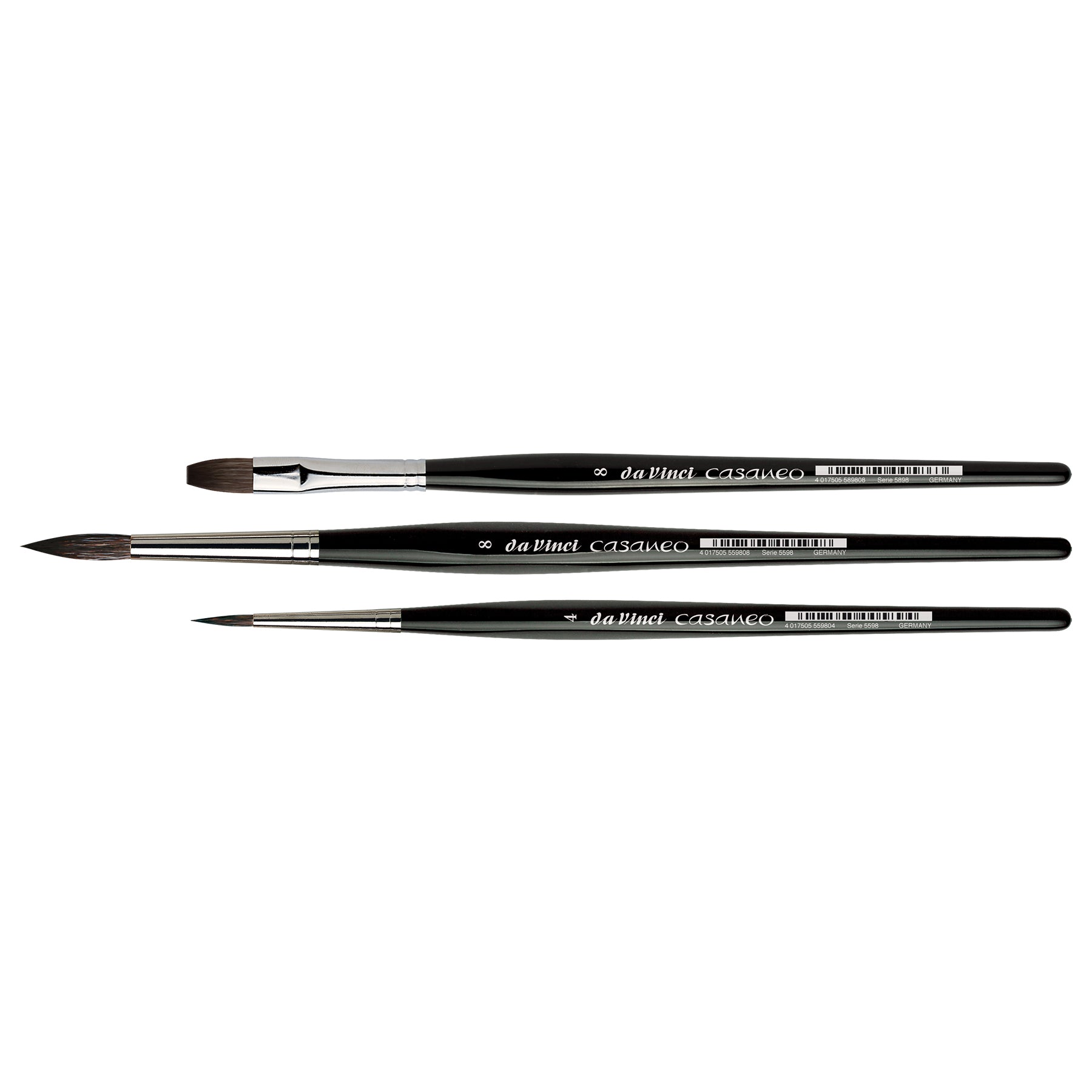 CASANEO Assorted Wash, Extra Soft Synthetic, Watercolor, 3 Brush Set