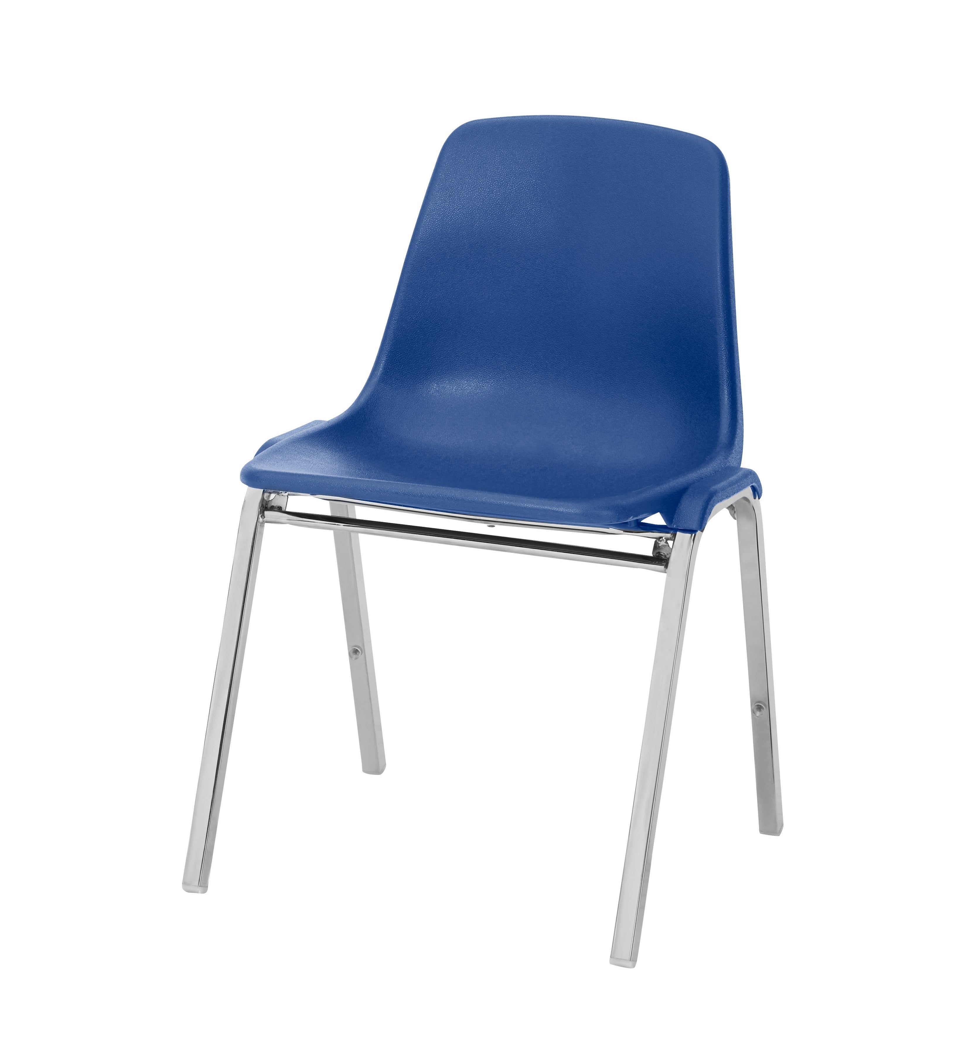 NPS® 8100 Series Poly Shell Stacking Chair, Surface Color: Blue, Frame Color: Chrome