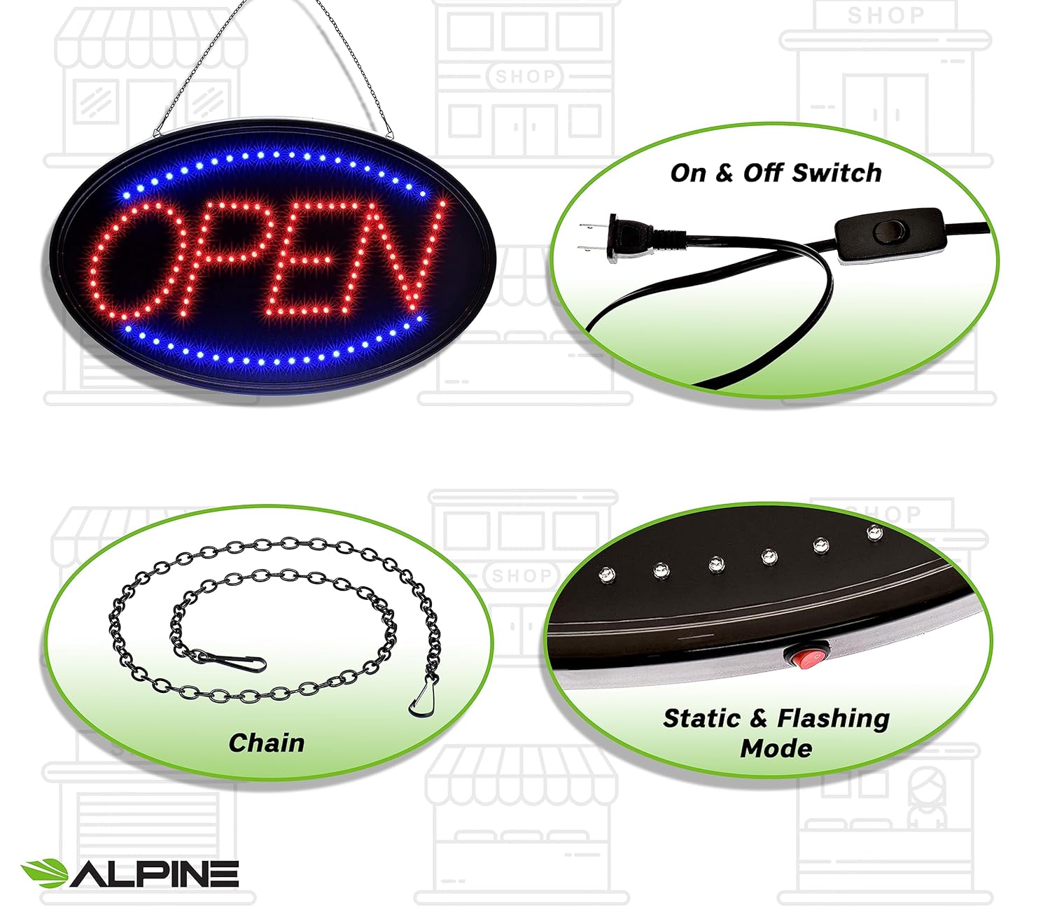 23 in. x 14 in. LED Oval Open Sign 2 Pack