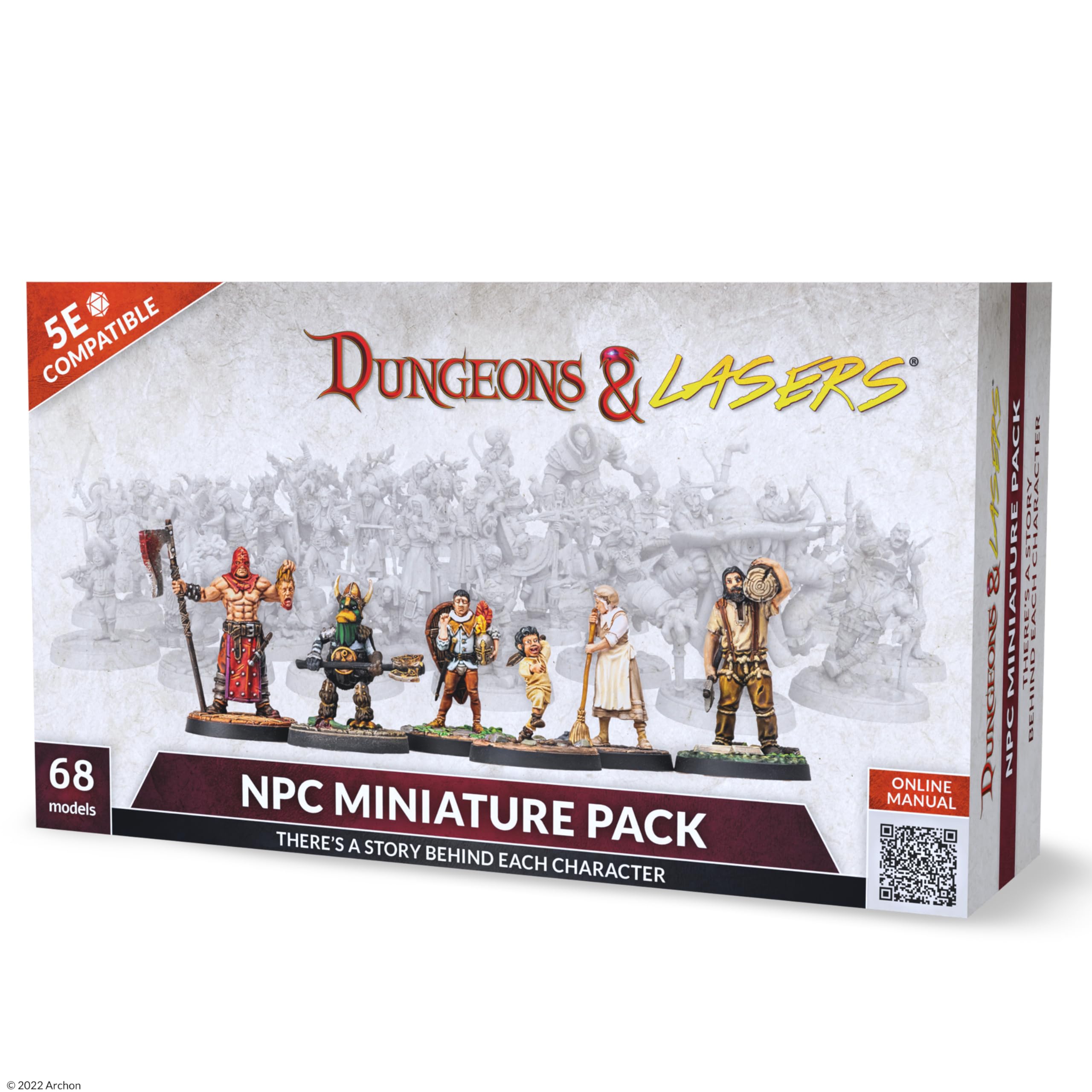 Dungeons & Lasers: NPC DND Miniatures Pack - 68 Figurines with Scenic Bases for 5E Compatible Tabletop RPG Games - 28MM Unpainted and Unassembled - for Ages 14 Years +