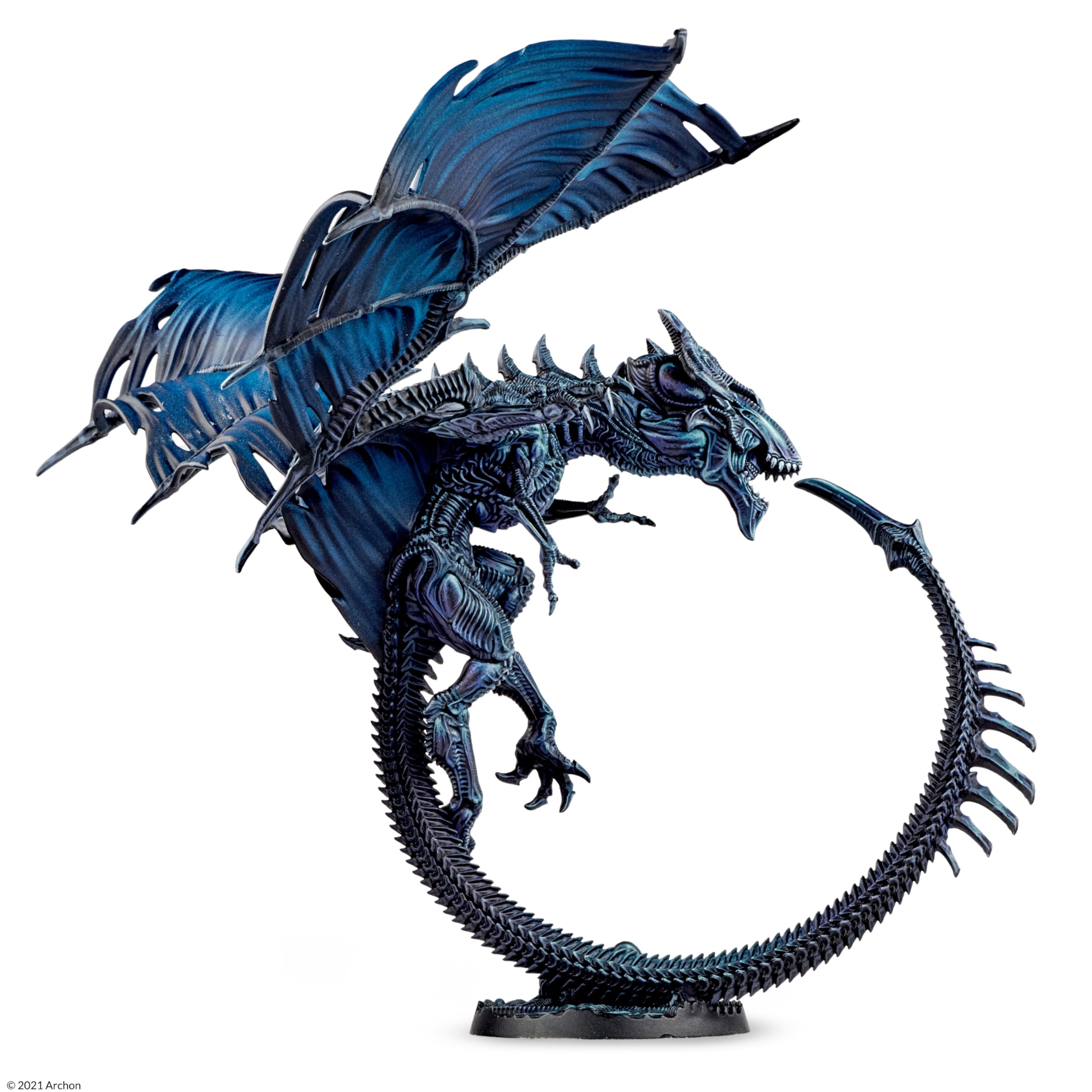 Dungeons & Lasers: Xenodragon Dragon Miniature Figure - Tall 6.2" Height (157mm) with Scenic Base - 5E Compatible for DND and Tabletop RPG Games - Highly Detailed and Unpainted - from Archon Studio