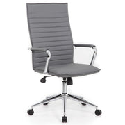 OfficeSource Ridge Gray Ribbed High Back Task Chair w/Arms - Gray LeatherSoft Vinyl