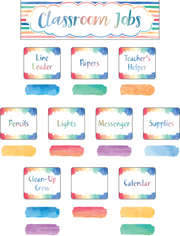 Watercolor Classroom Jobs Mini Bulletin Board