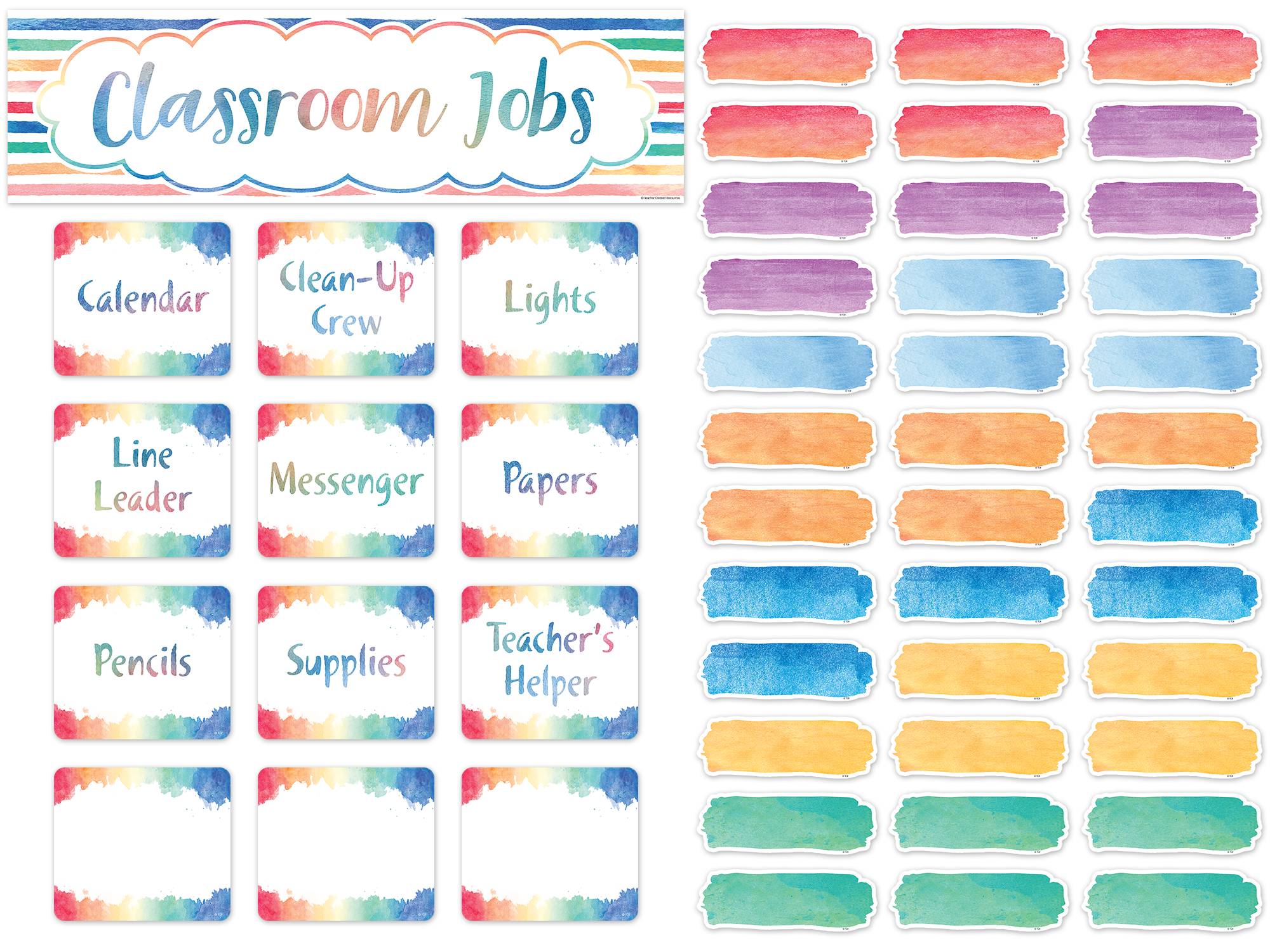 Watercolor Classroom Jobs Mini Bulletin Board