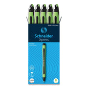 Schneider Xpress Fineliner Pen - 0.8 mm Medium Pen Point - Black Ink - Black Rubberized, Green Barrel - Stainless Steel Tip - 10 / Pack