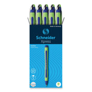 Schneider Xpress Fineliner Pen - 0.8 mm Medium Pen Point - Blue Ink - Blue Rubberized, Green Barrel - Stainless Steel Tip - 10 / Pack
