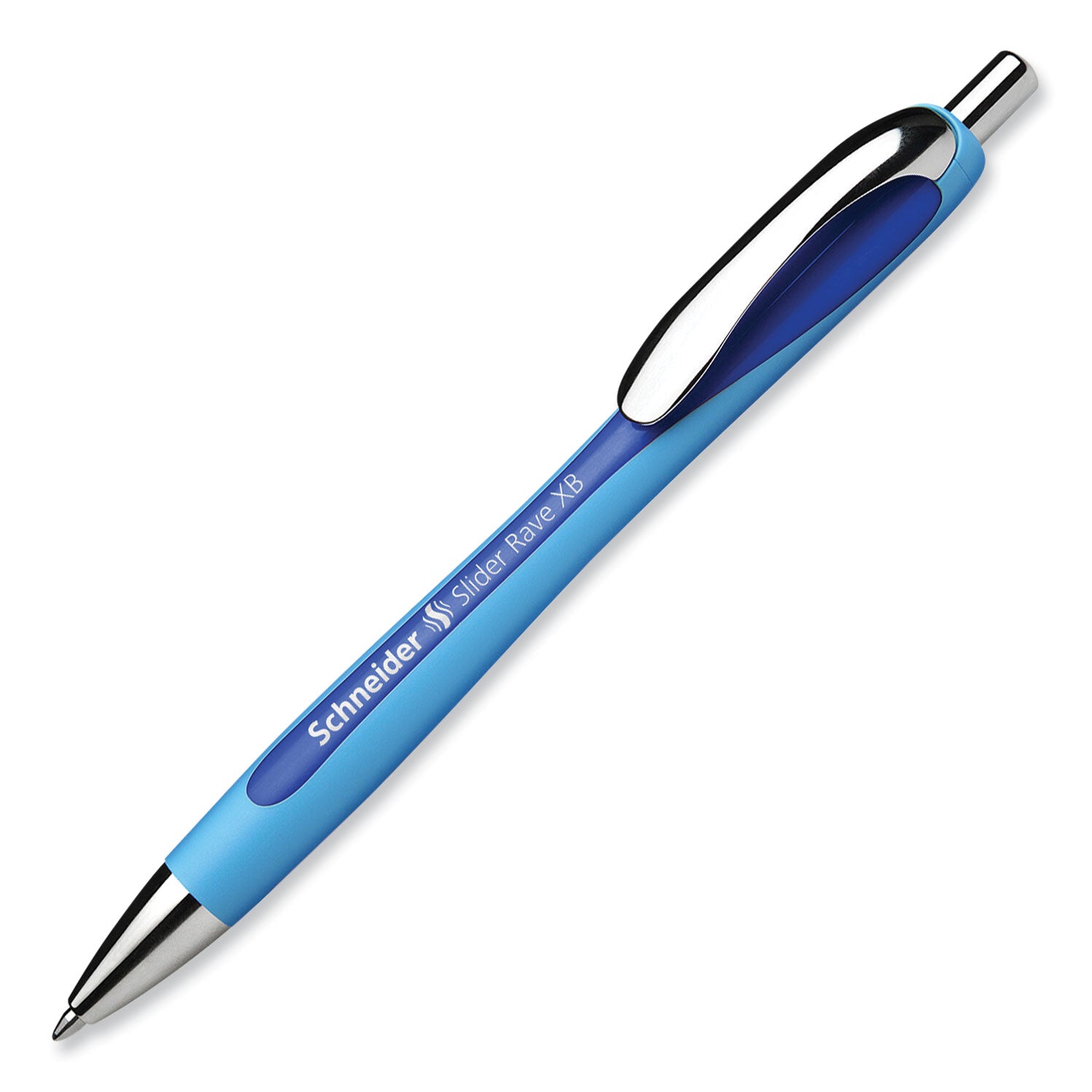 Schneider Slider Rave XB Ballpoint Pen - 1.4 mm Extra Broad Pen Point - Retractable - Blue Ink - Blue Rubberized, Light Blue Barrel - Stainless Steel Tip - 5 / Pack