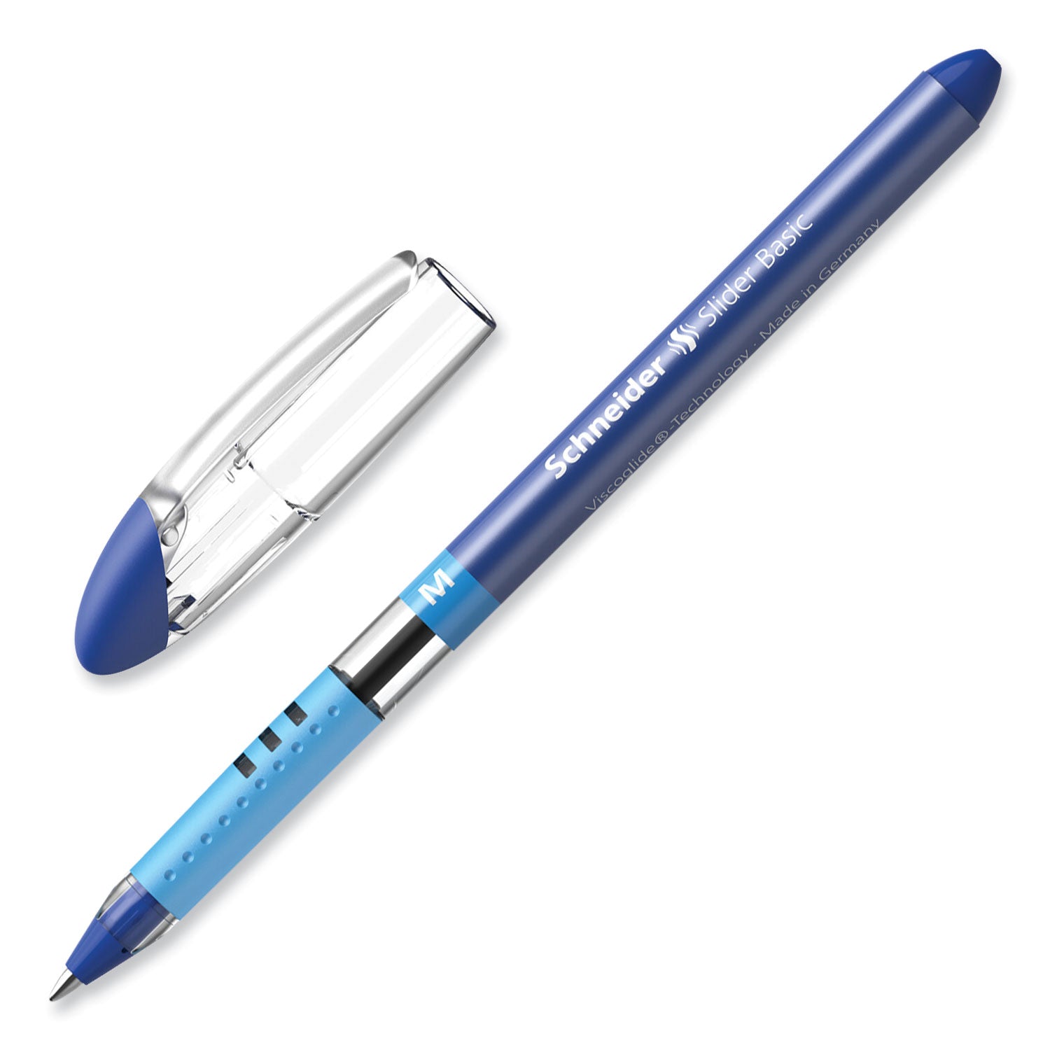 1 mm Medium Pen Point - Blue Ink - Transparent Rubberized, Blue Barrel - Stainless Steel Tip - 10 / Pack