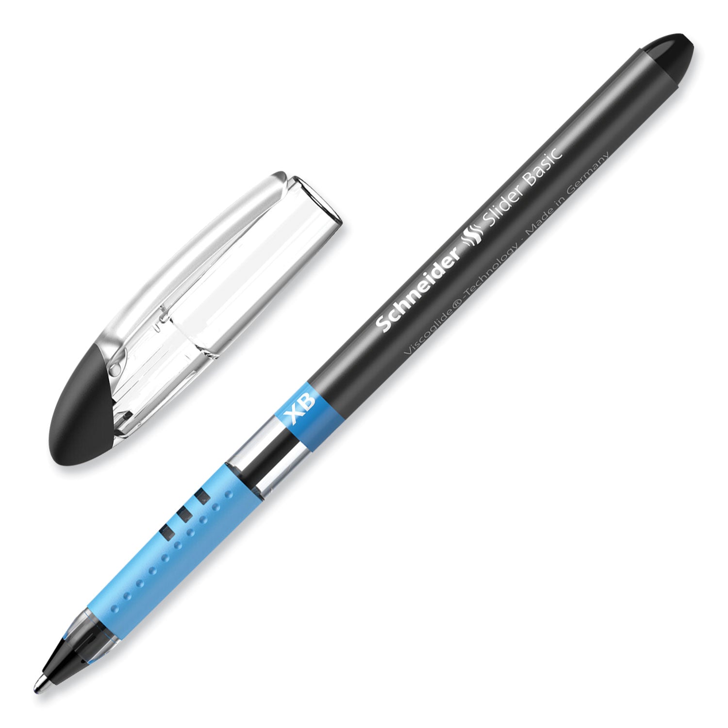 Schneider Slider Basic XB Ballpoint Pen - 1.4 mm Extra Broad Pen Point - Black Ink - Transparent Rubberized, Black, Silver Barrel - Stainless Steel Tip - 10 / Pack