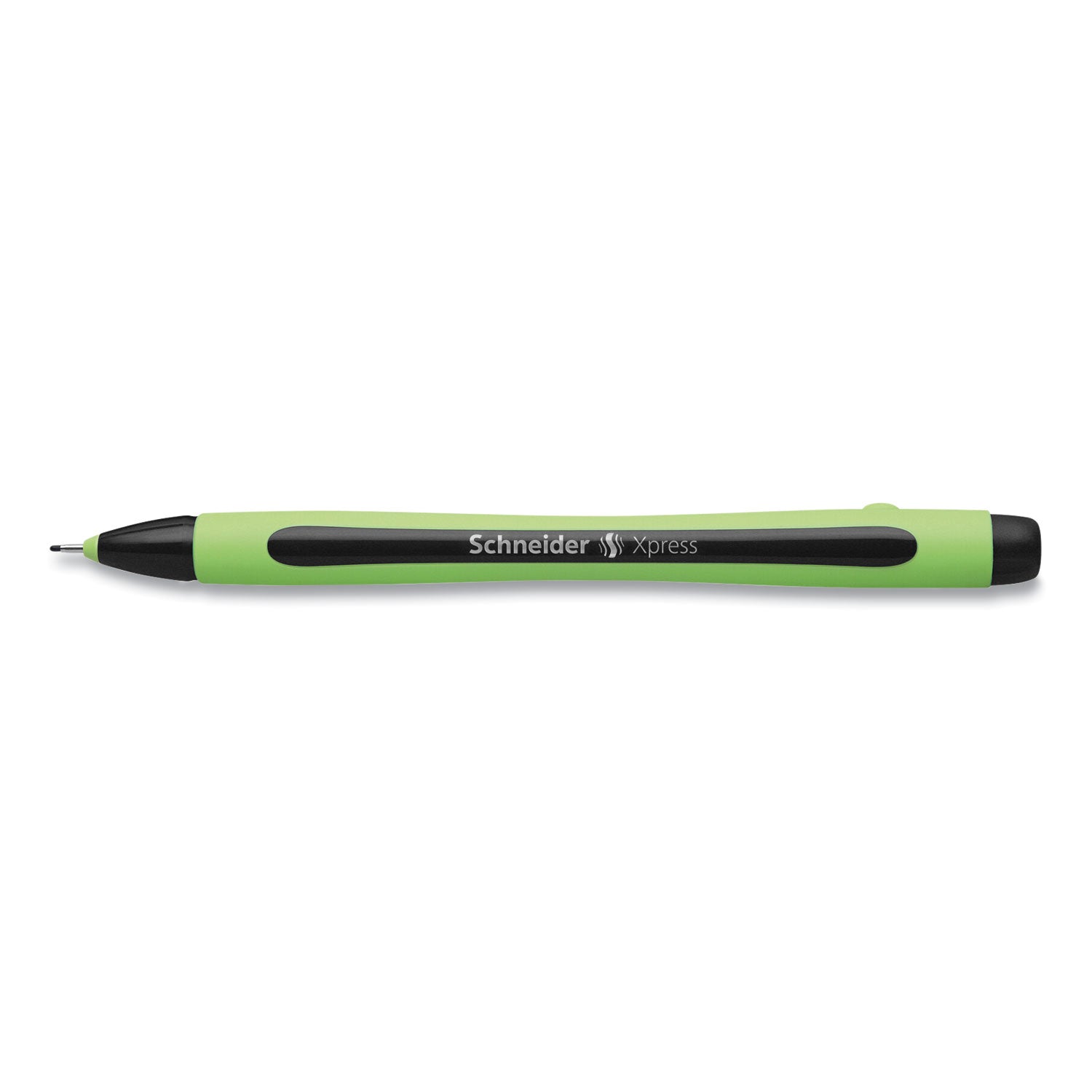Schneider Xpress Fineliner Pen - 0.8 mm Medium Pen Point - Black Ink - Black Rubberized, Green Barrel - Stainless Steel Tip - 10 / Pack