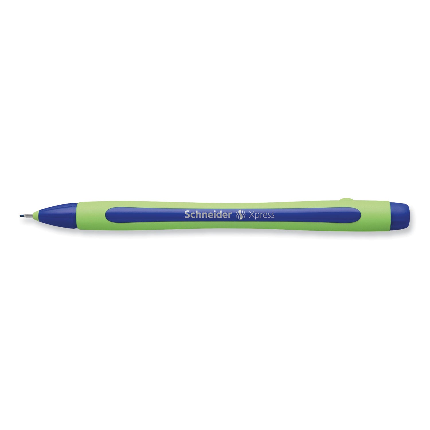 Schneider Xpress Fineliner Pen - 0.8 mm Medium Pen Point - Blue Ink - Blue Rubberized, Green Barrel - Stainless Steel Tip - 10 / Pack