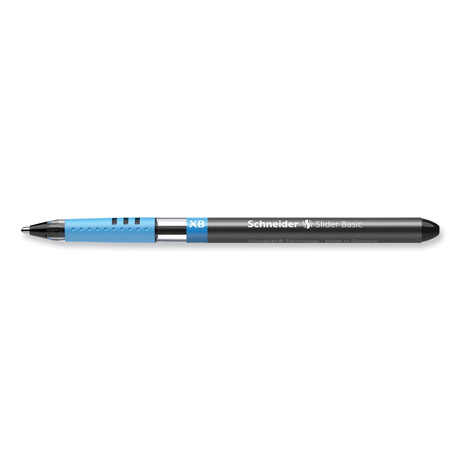 Schneider Slider Basic XB Ballpoint Pen - 1.4 mm Extra Broad Pen Point - Black Ink - Transparent Rubberized, Black, Silver Barrel - Stainless Steel Tip - 10 / Pack