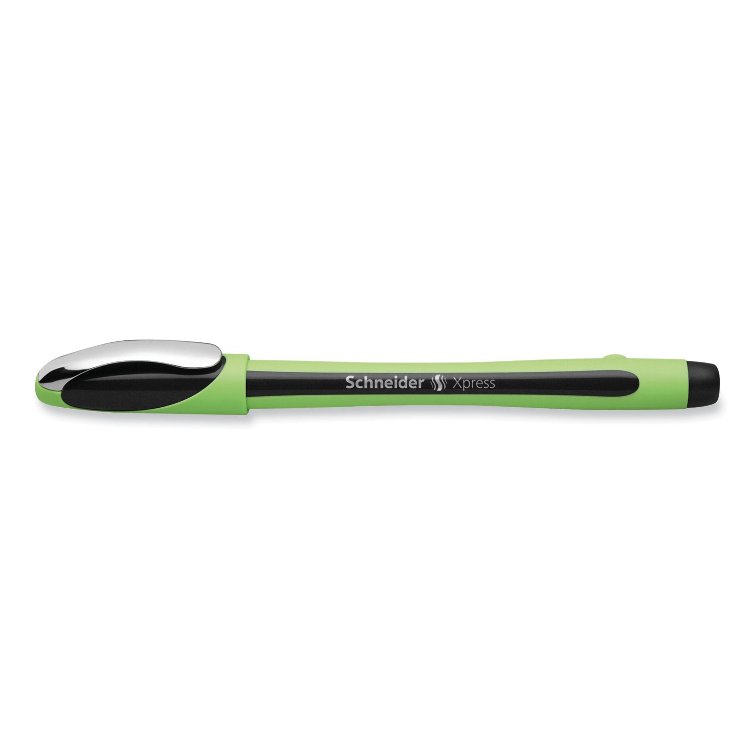 Schneider Xpress Fineliner Pen - 0.8 mm Medium Pen Point - Black Ink - Black Rubberized, Green Barrel - Stainless Steel Tip - 10 / Pack
