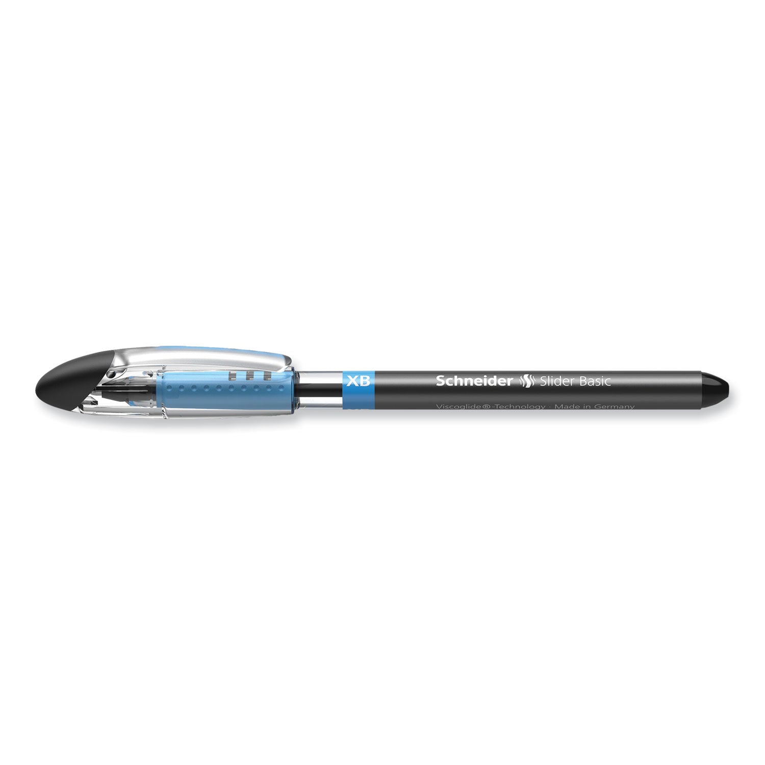 Schneider Slider Basic XB Ballpoint Pen - 1.4 mm Extra Broad Pen Point - Black Ink - Transparent Rubberized, Black, Silver Barrel - Stainless Steel Tip - 10 / Pack
