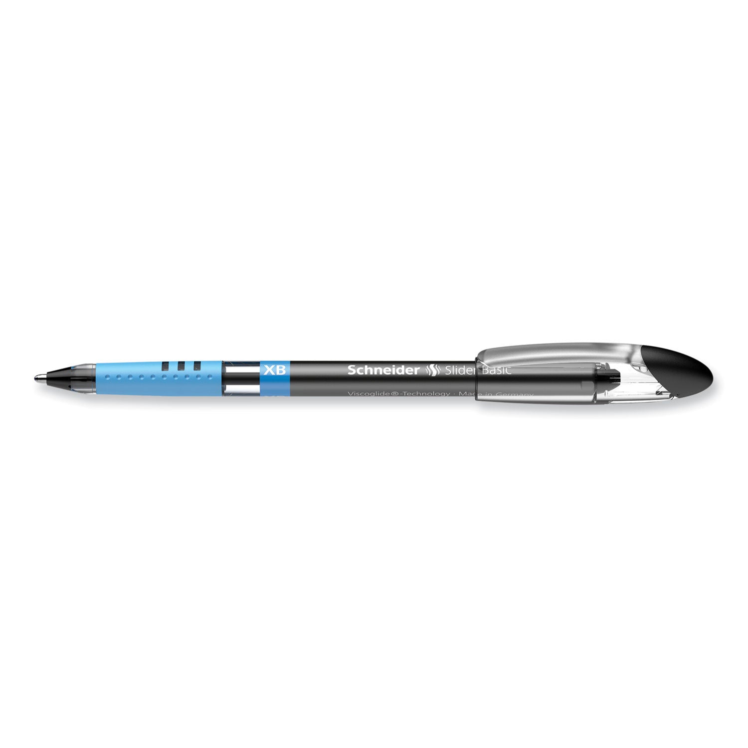 Schneider Slider Basic XB Ballpoint Pen - 1.4 mm Extra Broad Pen Point - Black Ink - Transparent Rubberized, Black, Silver Barrel - Stainless Steel Tip - 10 / Pack